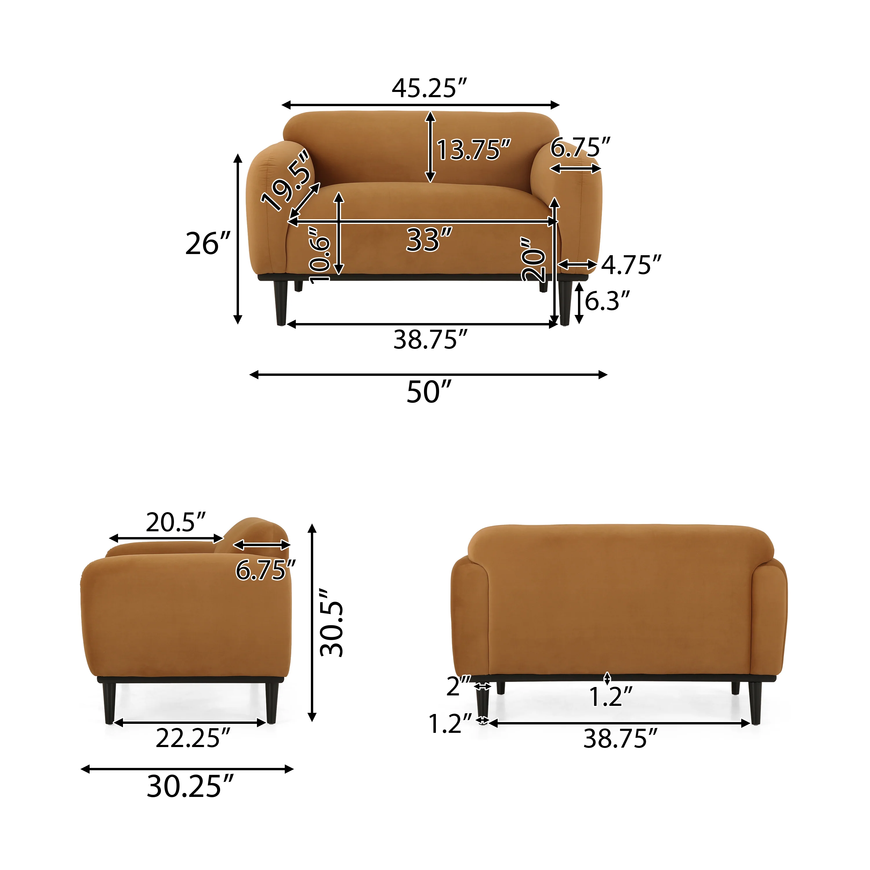 Sandee Contemporary Upholstered Loveseat - furnishings
