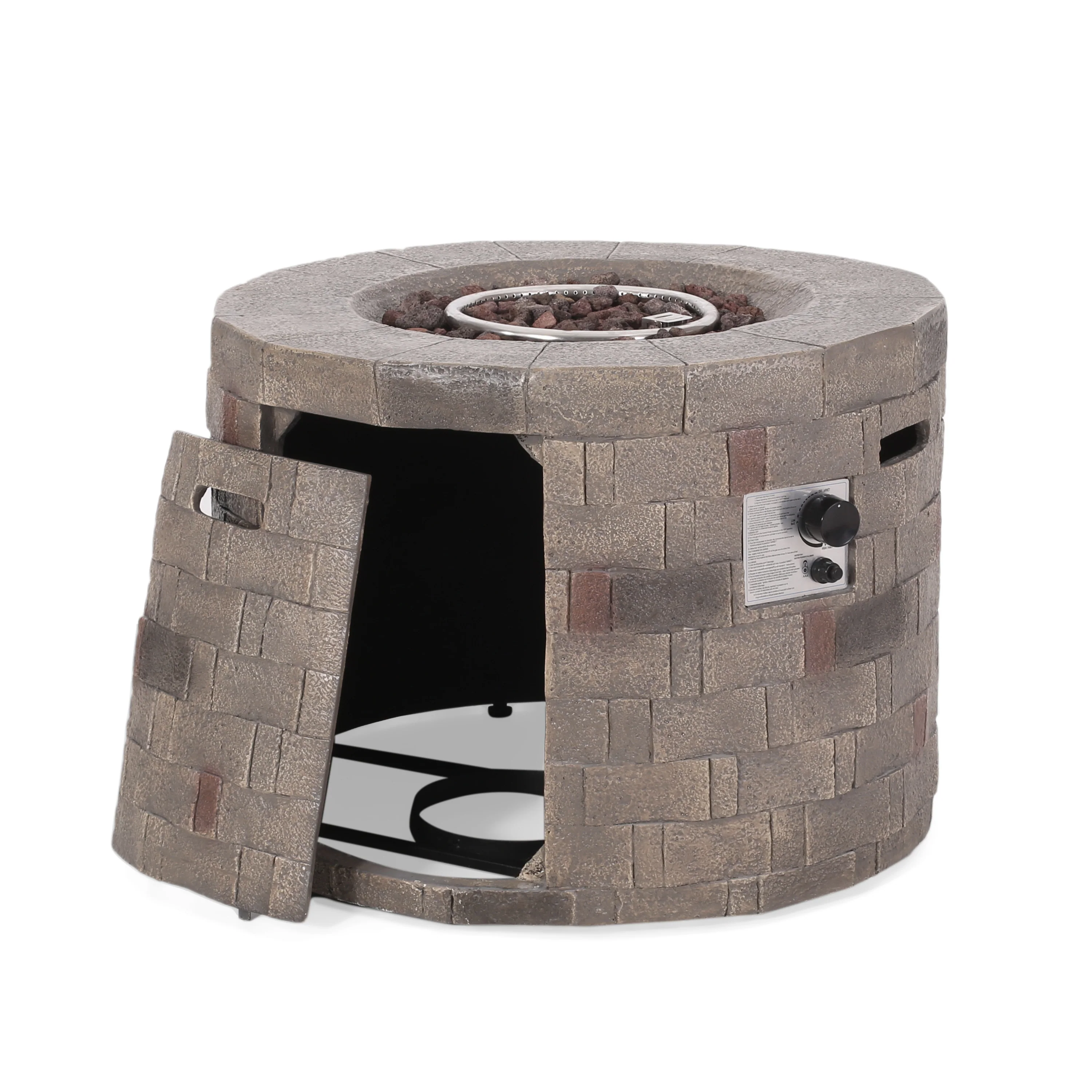 Kaur Outdoor Lightweight Concrete Circular Fire Pit - furnishings