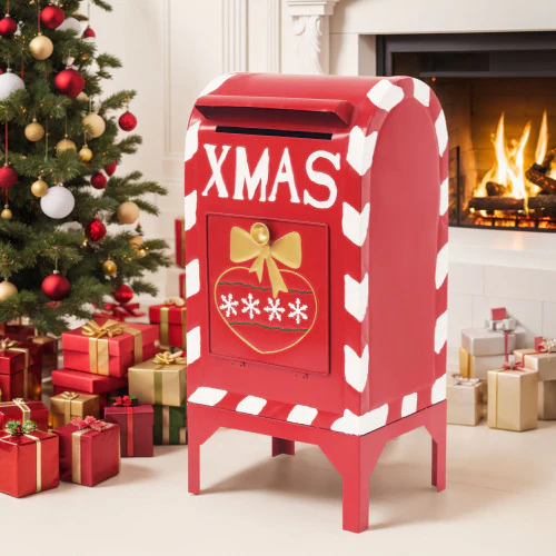 HolidayHaven Red Iron Christmas Mailbox Christmas decoration - furnishings