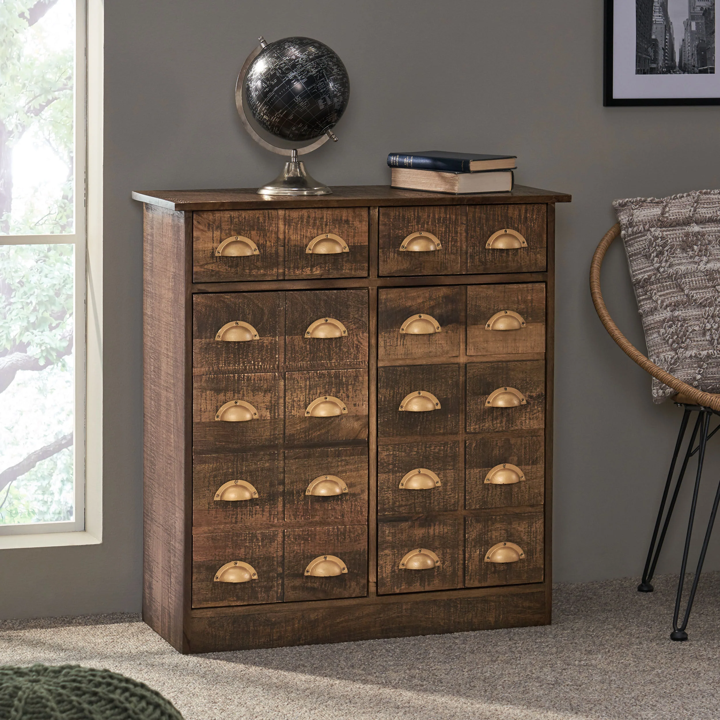 Tift Handcrafted Boho Mango Wood Cabinet - furnishings
