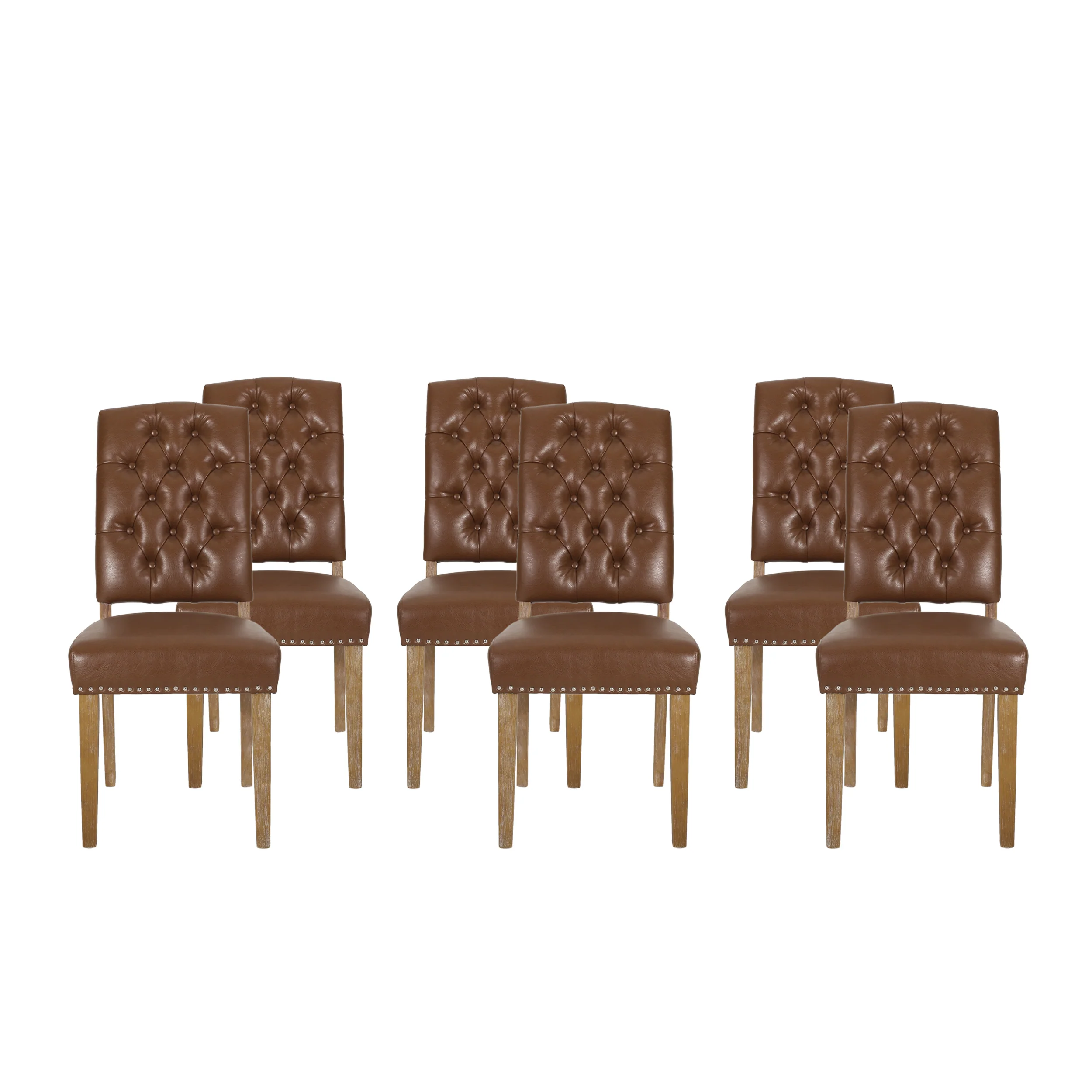 Frances Contemporary Tufted Dining Chairs with Nailhead Trim, Set of 6 - furnishings