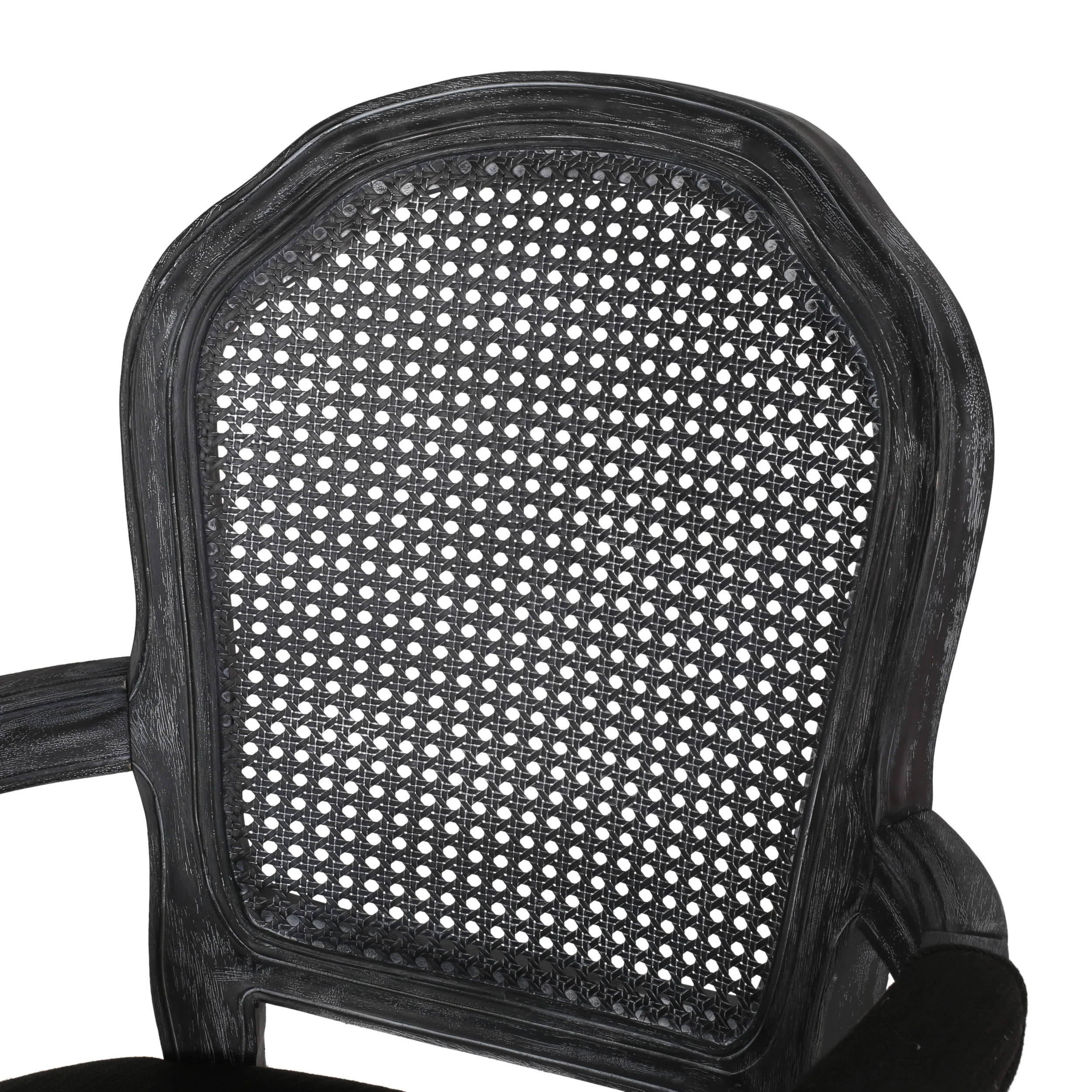 Mariette French Country Wood and Cane Upholstered Dining Chair, Set of 2 - furnishings