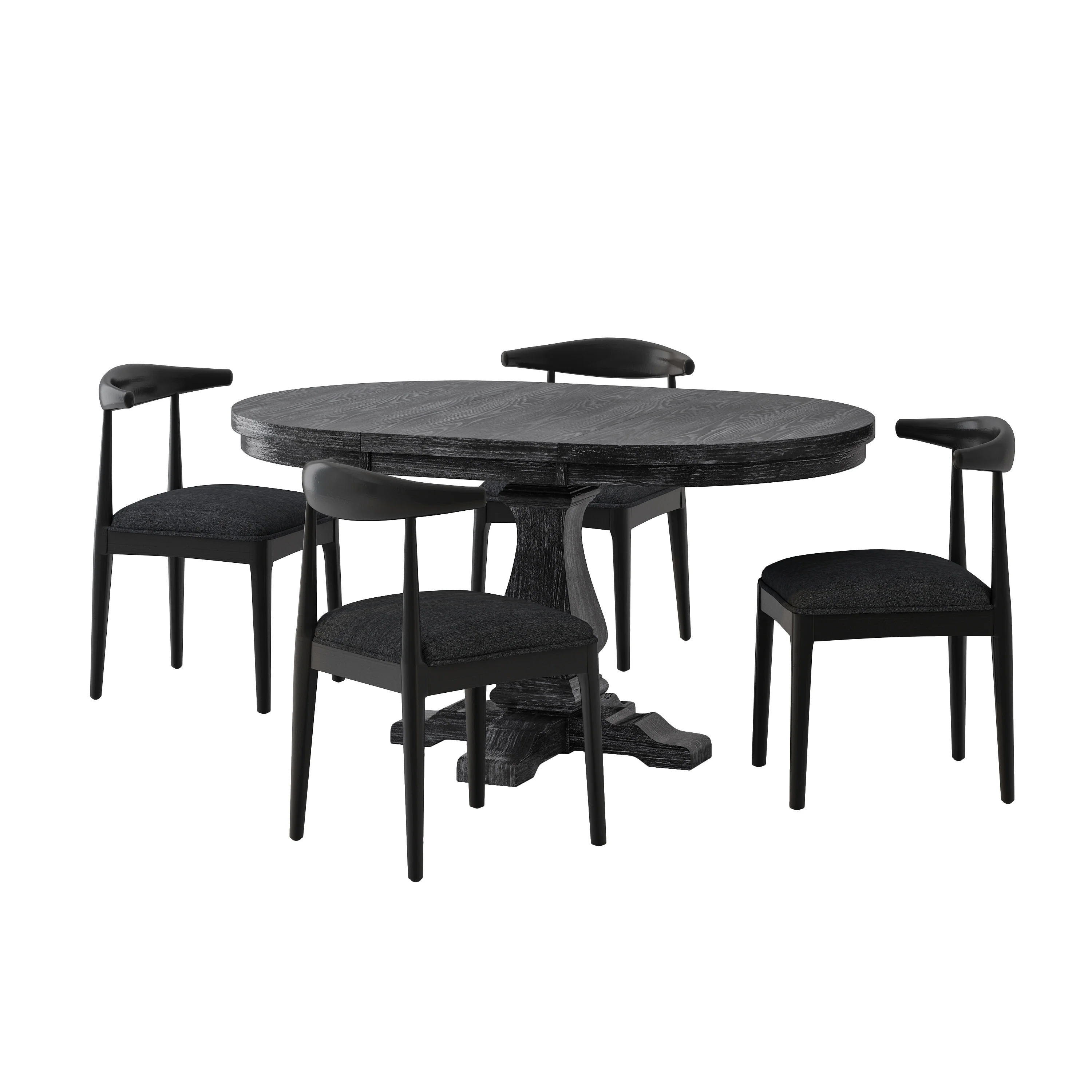 Denell Contemporary Fabric Upholstered Wood 5 Piece Dining Set - furnishings