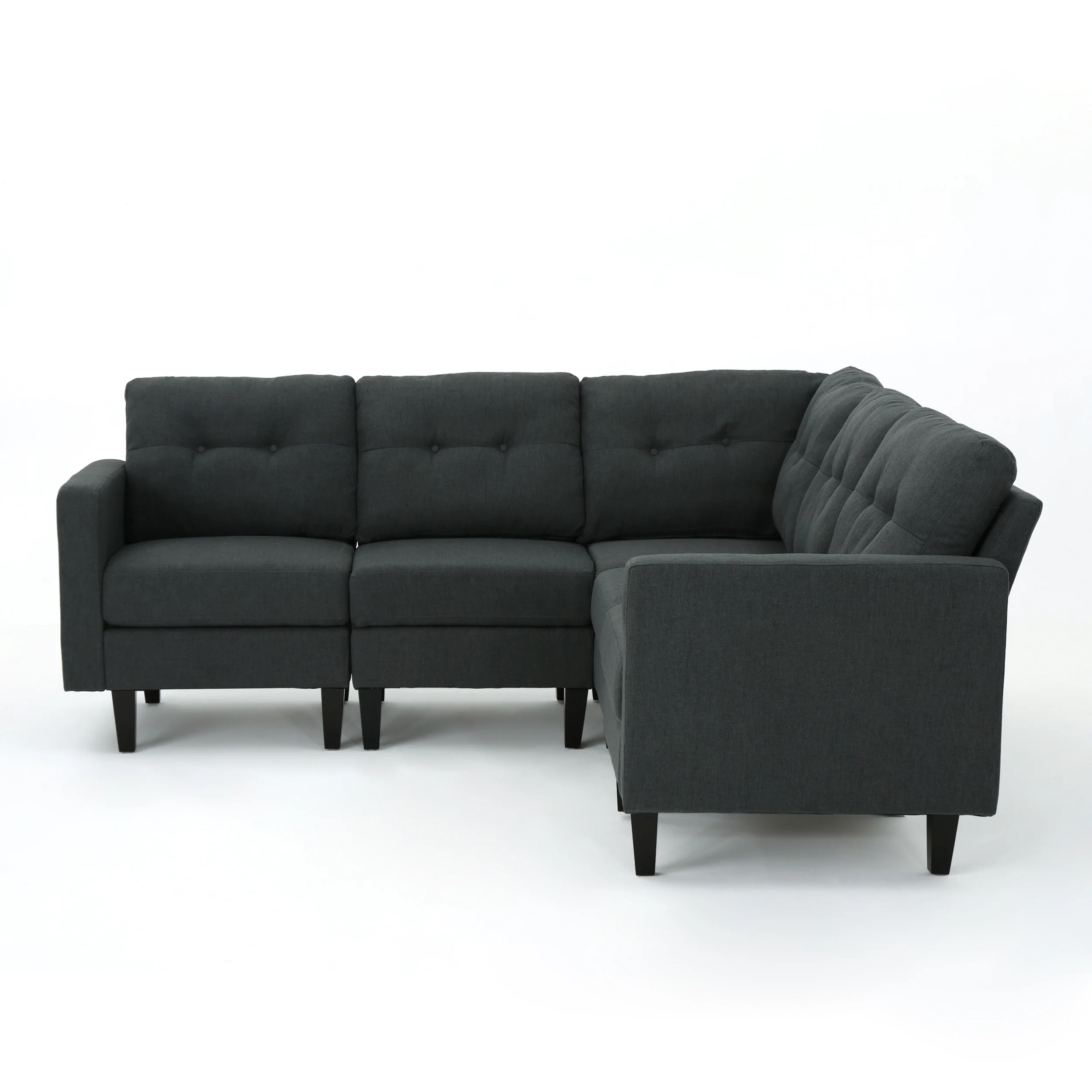 Niya Mid Century Modern 5 Piece Fabric Sectional Sofa - furnishings