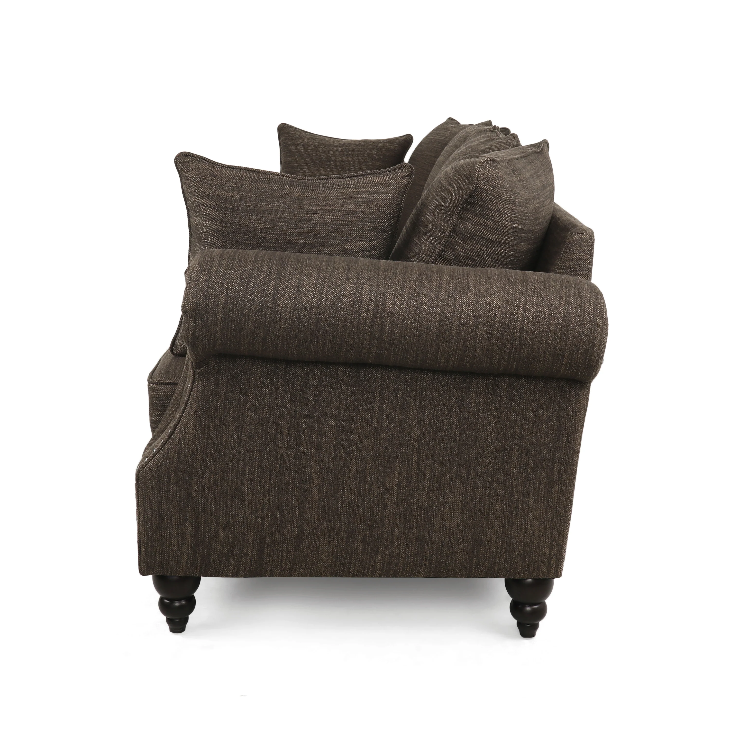 Bonny Contemporary Fabric Pillowback 3 Seater Sofa with Nailhead Trim - furnishings
