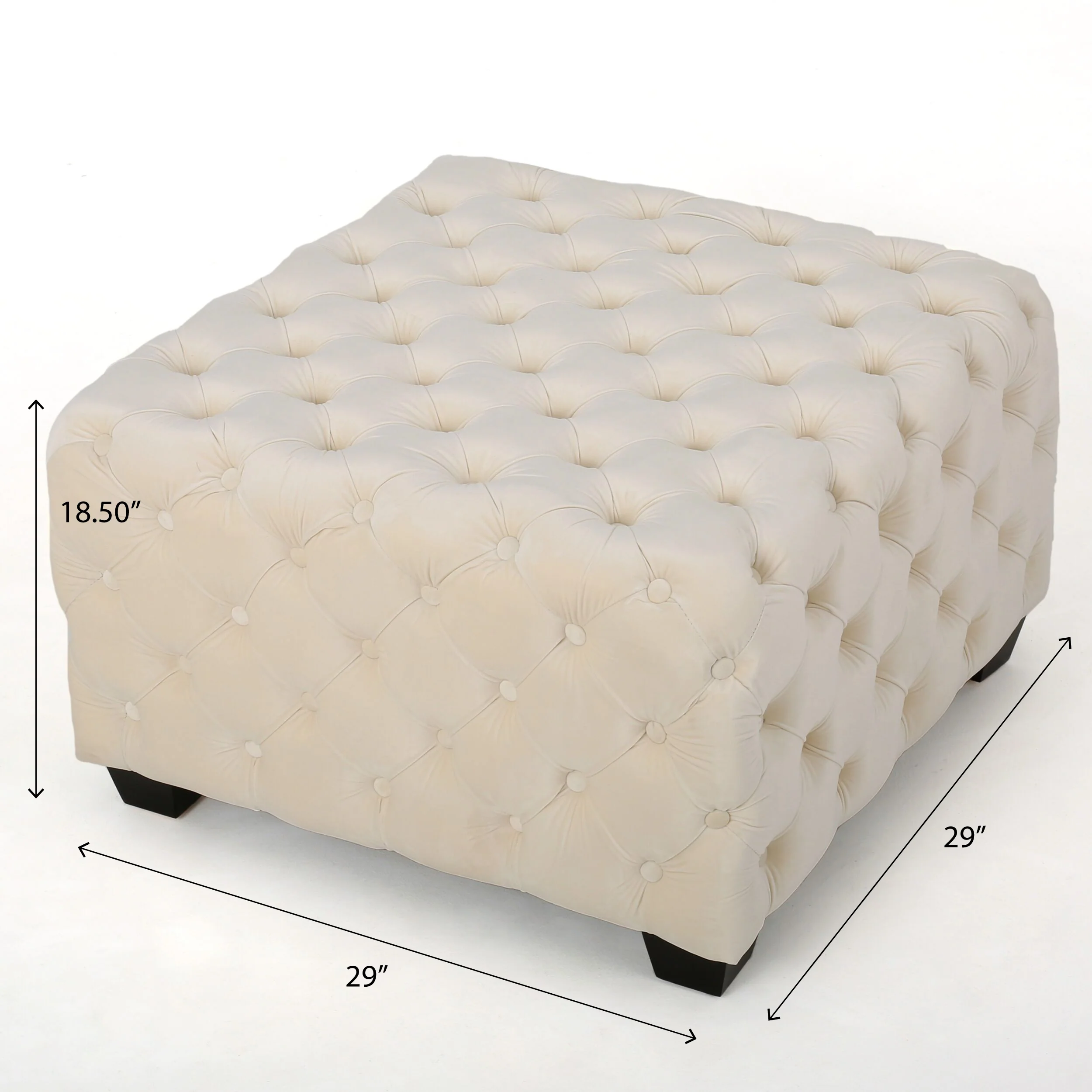 Provence Tufted New Velvet Fabric Ottoman Pouf - furnishings