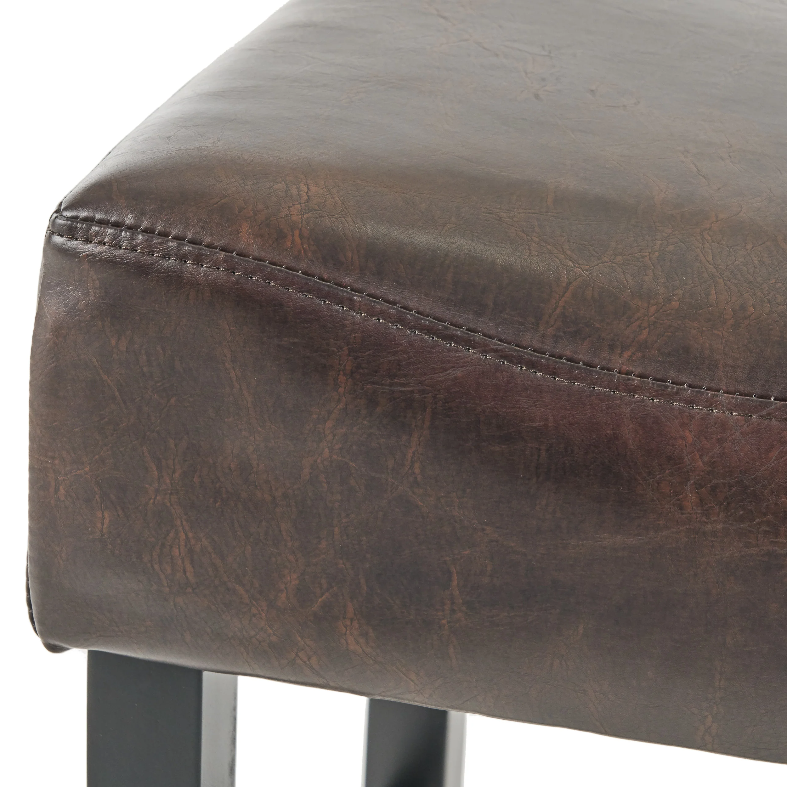Adler 30-Inch Brown Leather Backless Bar Stool (Set of 2) - furnishings
