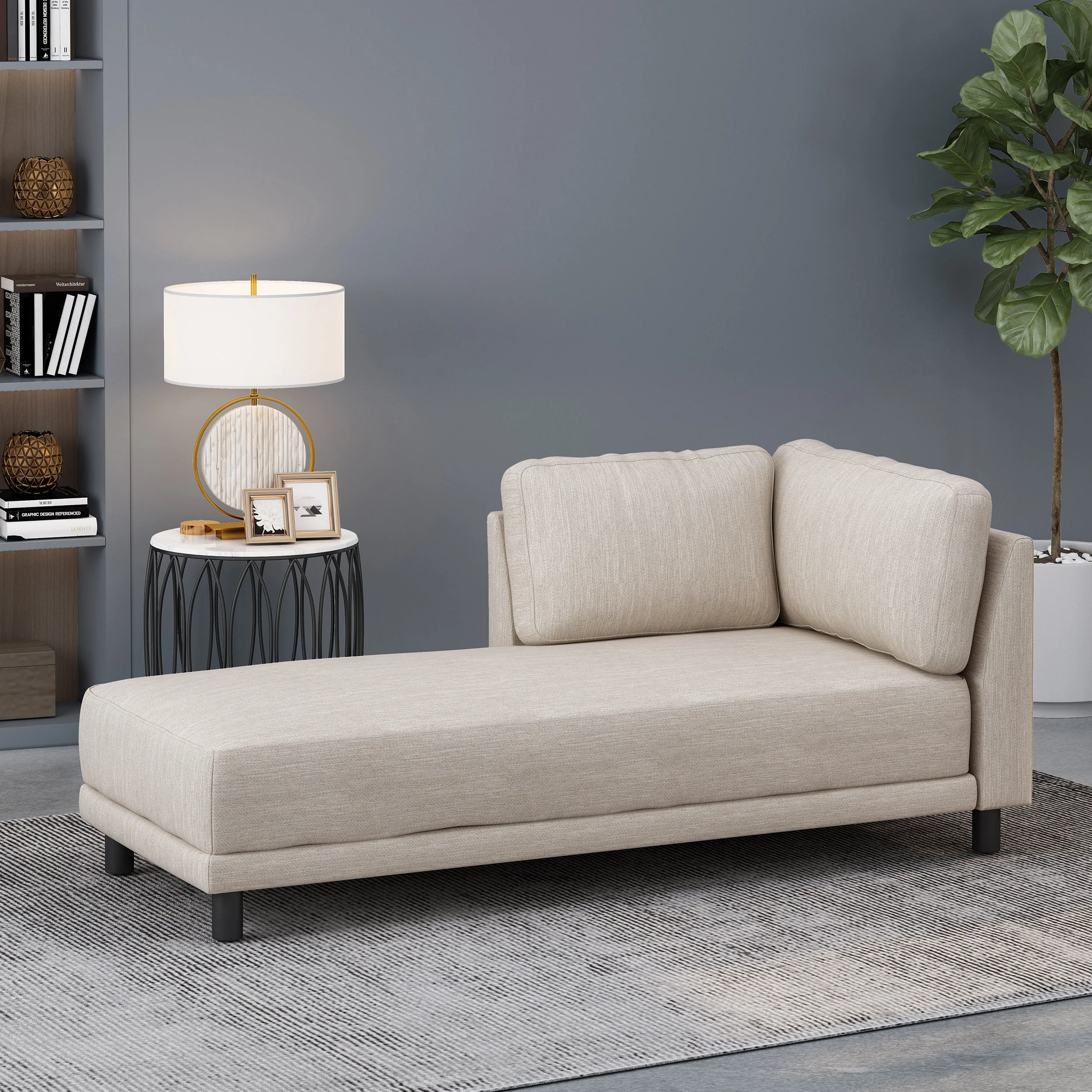 Wellston Contemporary Fabric Upholstered Chaise Lounge - furnishings