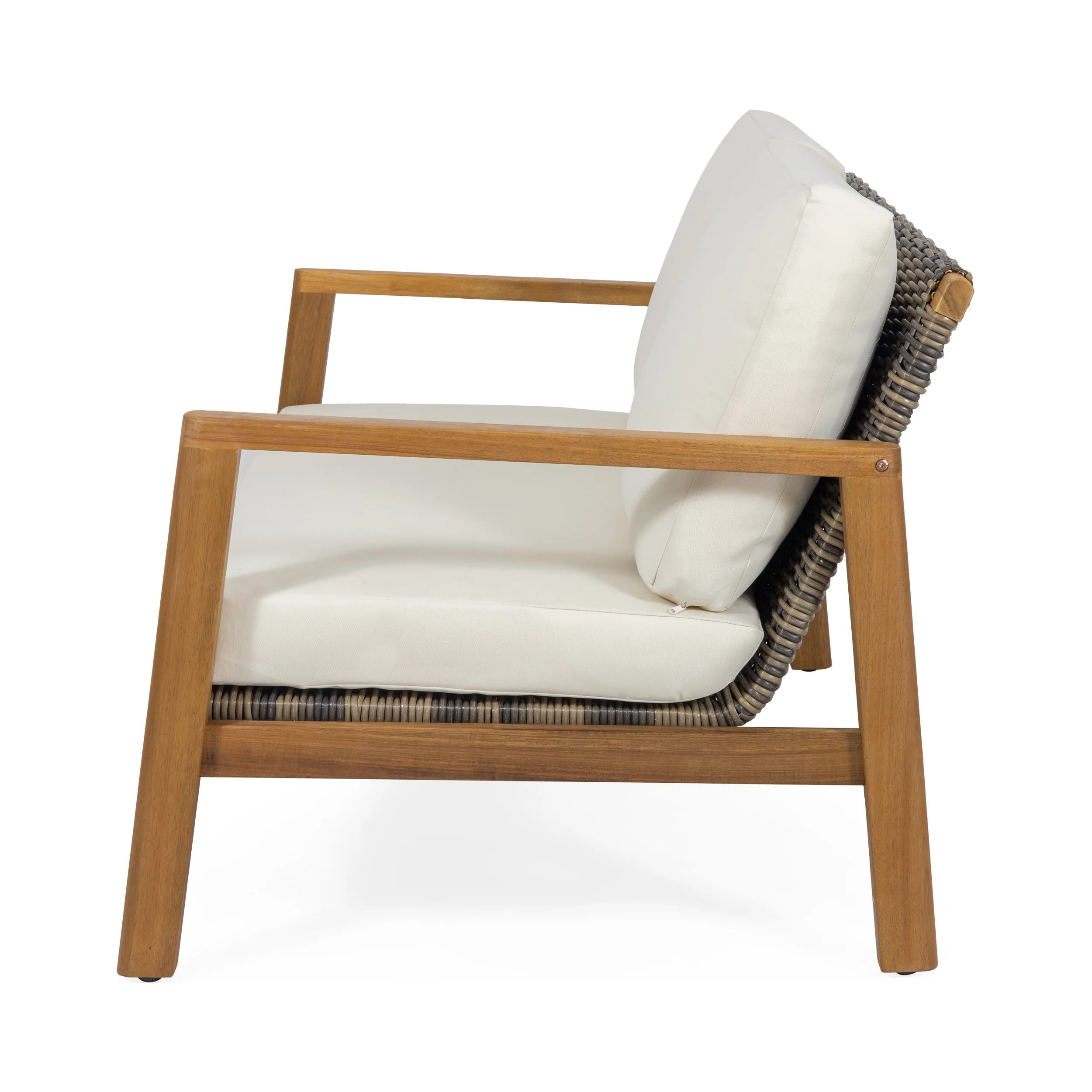Kedan Outdoor Acacia Wood Loveseat with Wicker Accents - furnishings