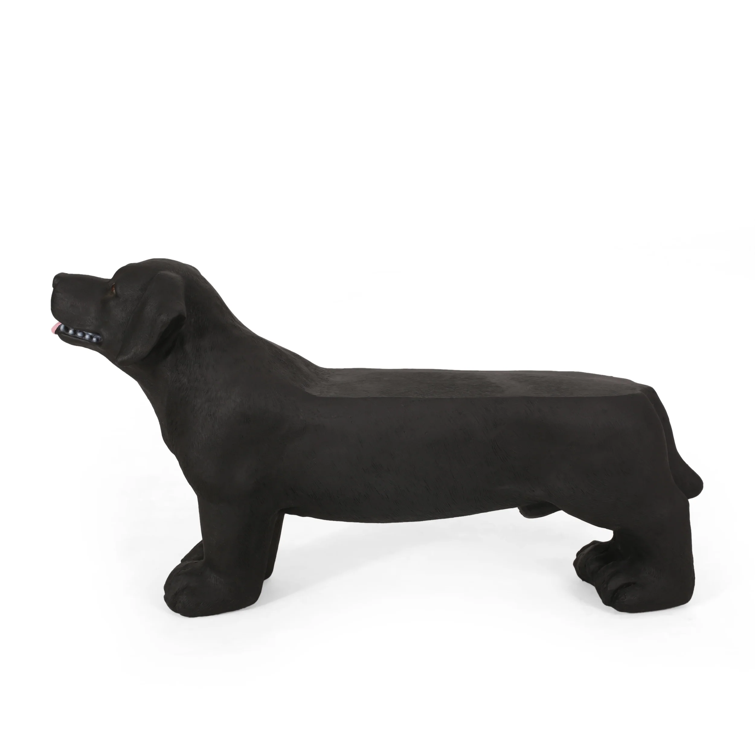 Cullimore Outdoor Labrador Dog Garden Bench, Matte Black - furnishings