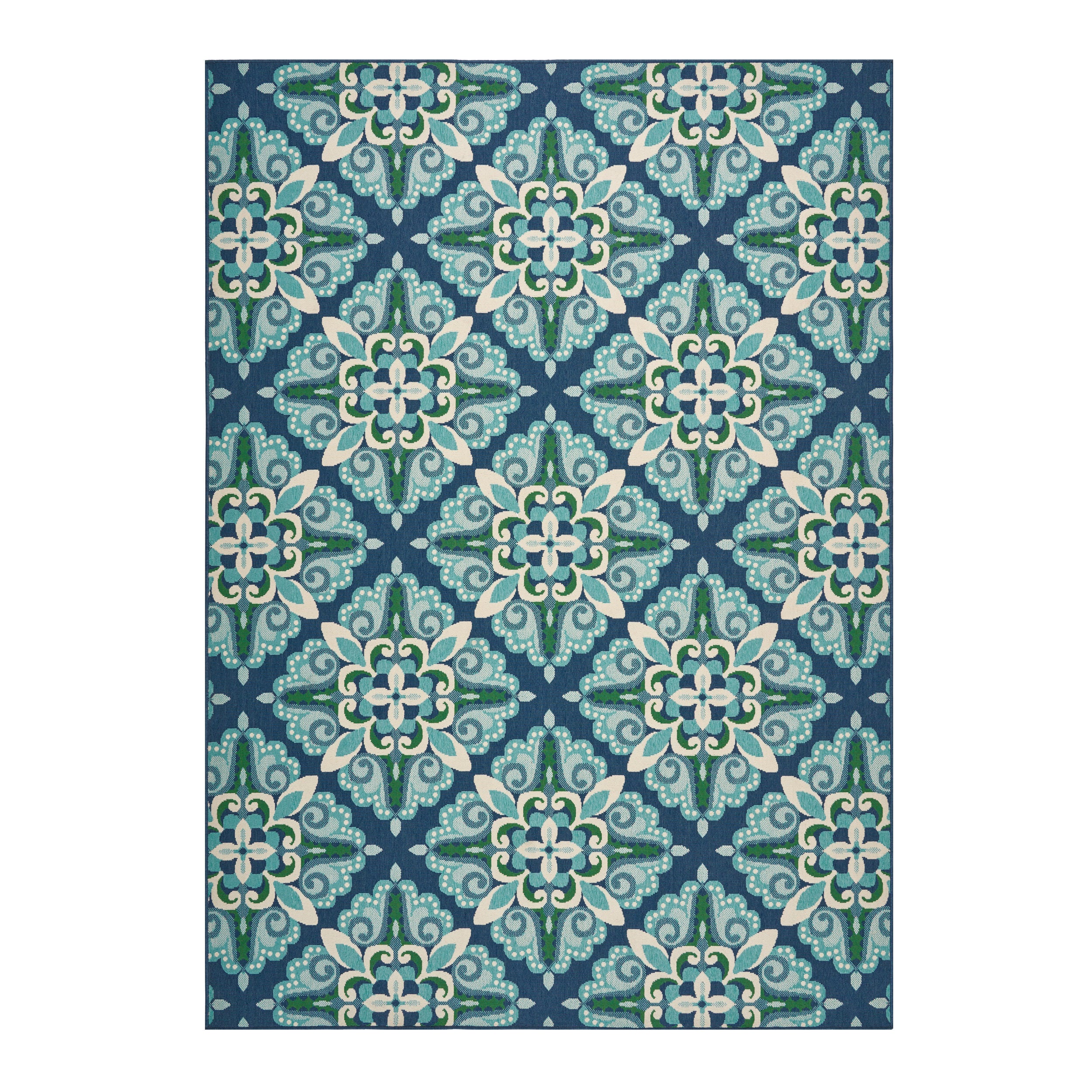 Pazel Indoor/Outdoor Floral Area Rug, Blue and Green - furnishings