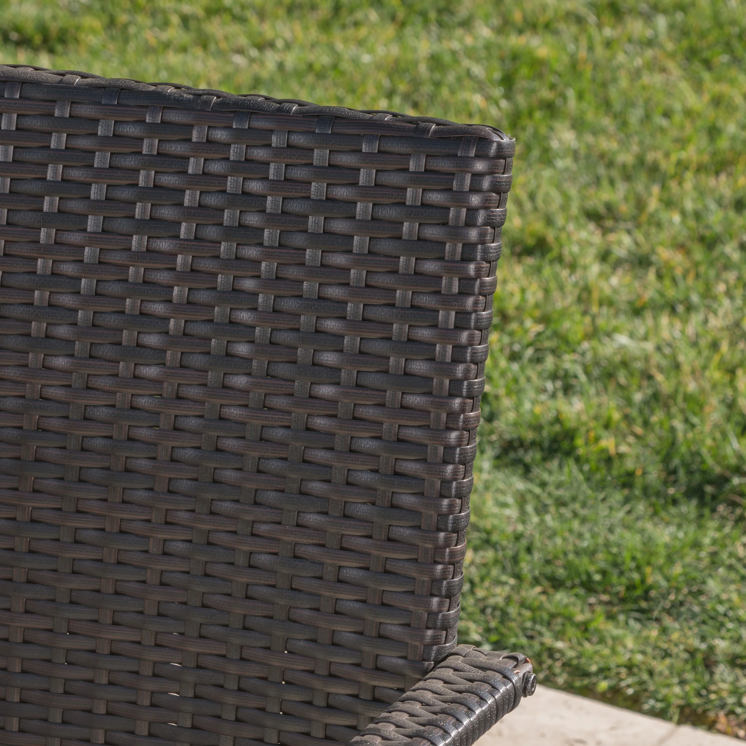 Fawm Outdoor 6 Piece Iron and Wood Dining Set with 4 Wicker Dining Chairs - furnishings