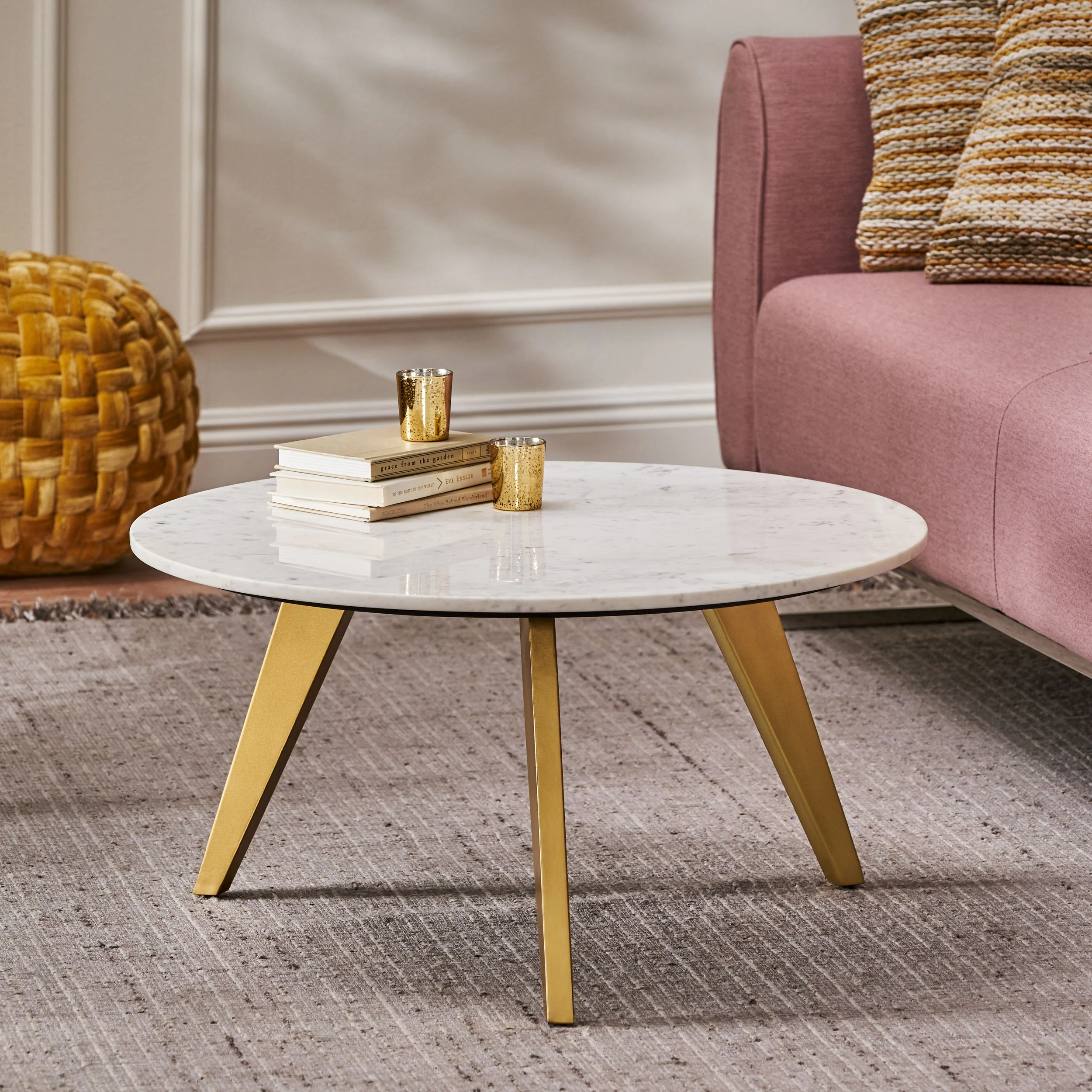 Freas Modern Glam Handcrafted Marble Top Coffee Table - furnishings