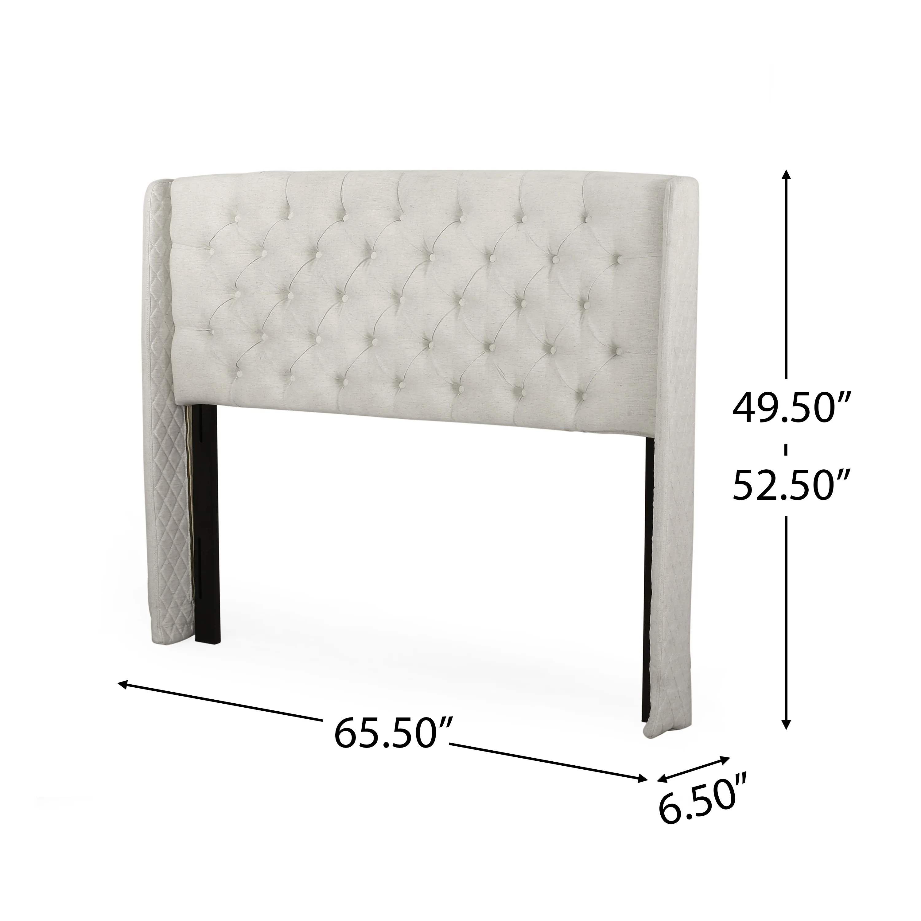 Allen Wingback Queen Tufted Beige Fabric Headboard - furnishings