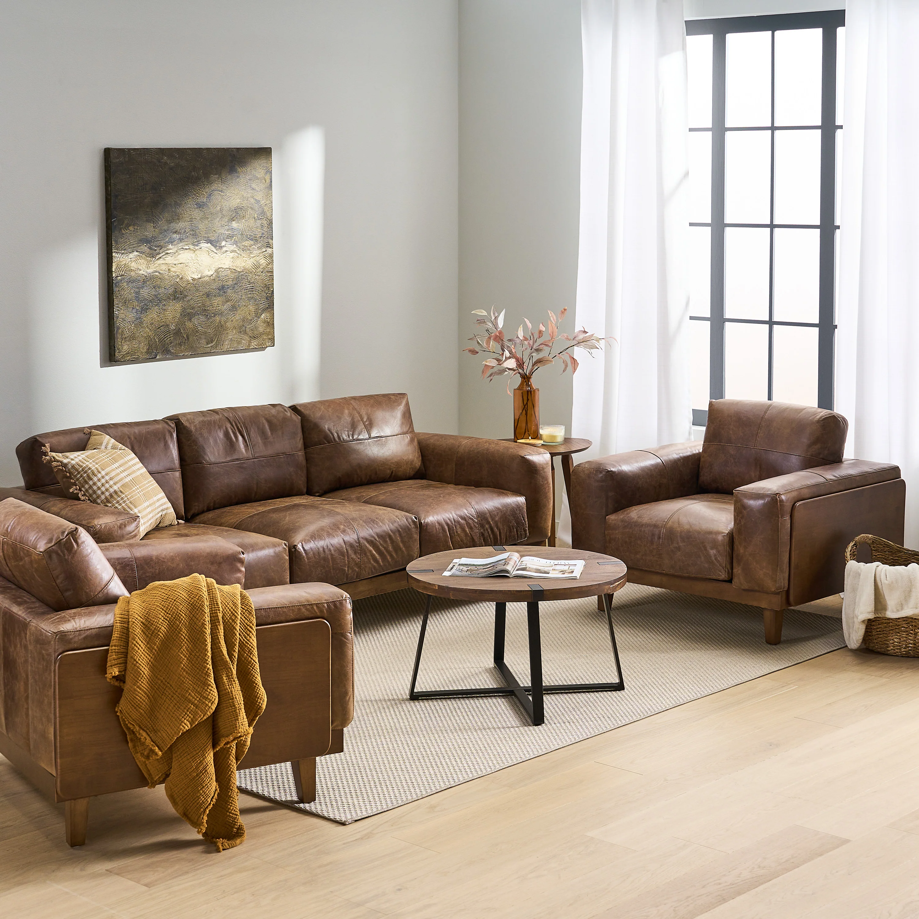 Connor Contemporary Upholstered 3 Piece Oversized Living Room Sofa Set - furnishings