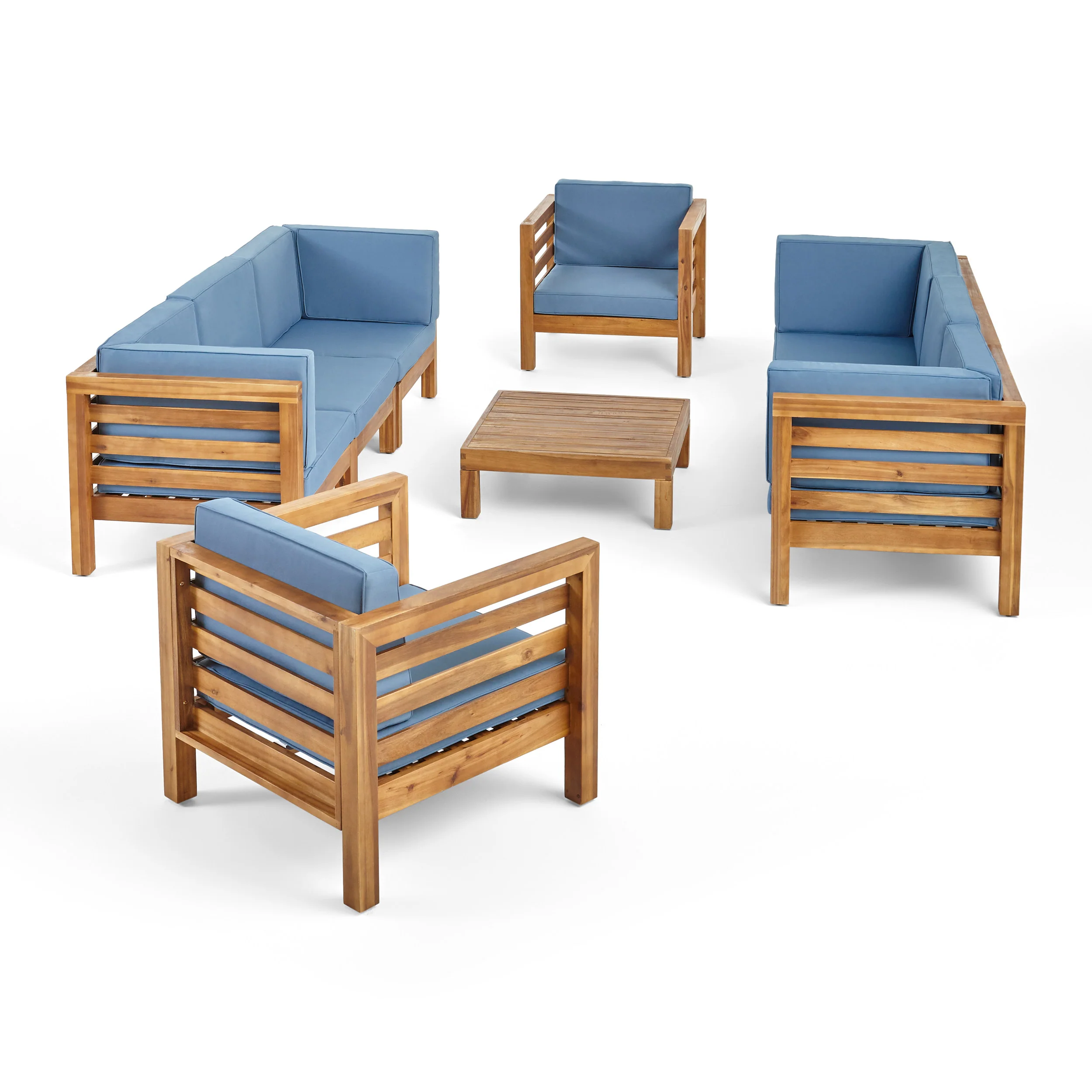 Emma Outdoor 8 Seater Acacia Wood Sofa and Club Chair Set - furnishings