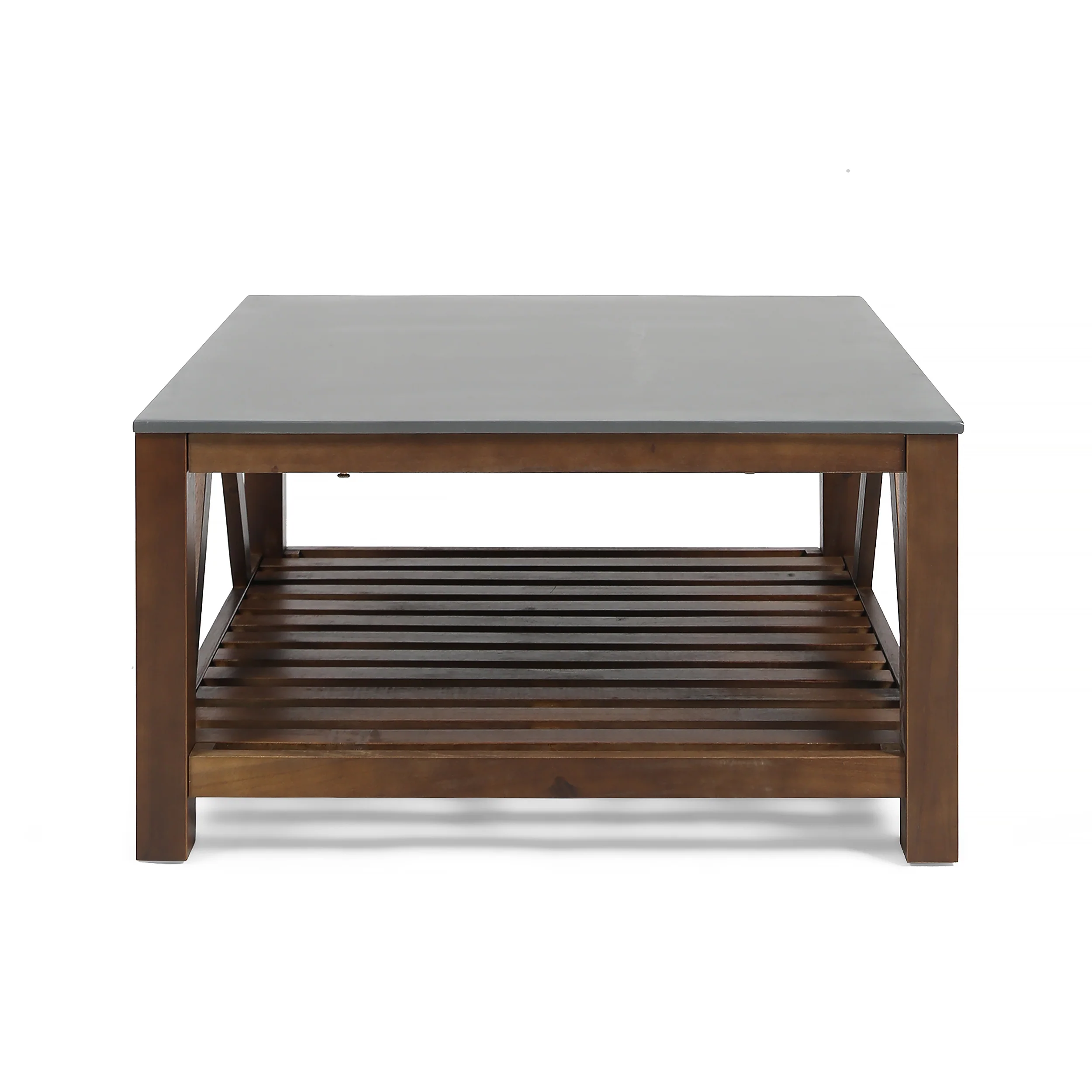 Patel Farmhouse Coffee Table With Faux Stone Top - furnishings