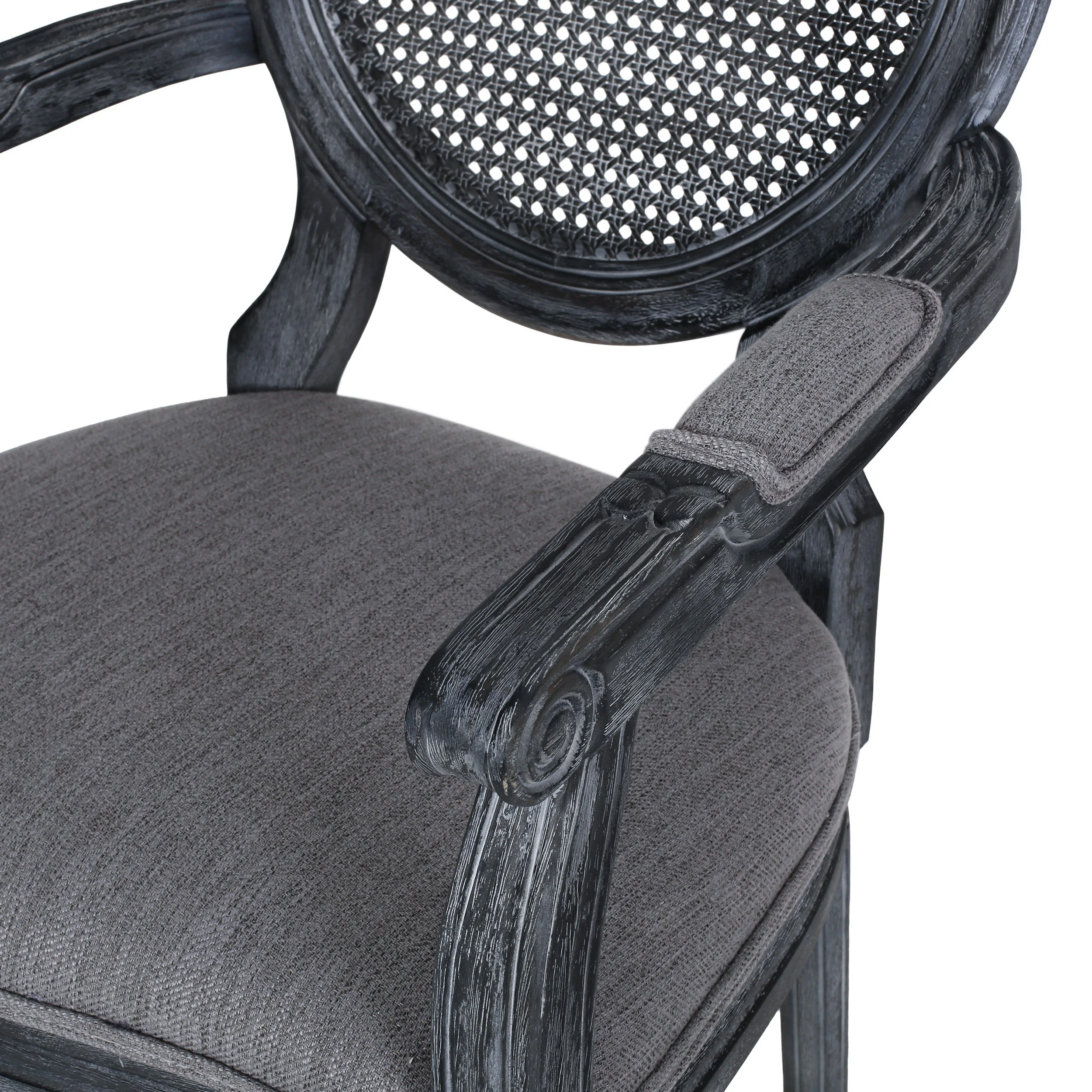 Aisenbrey French Country Wood and Cane Upholstered Dining Chair - furnishings