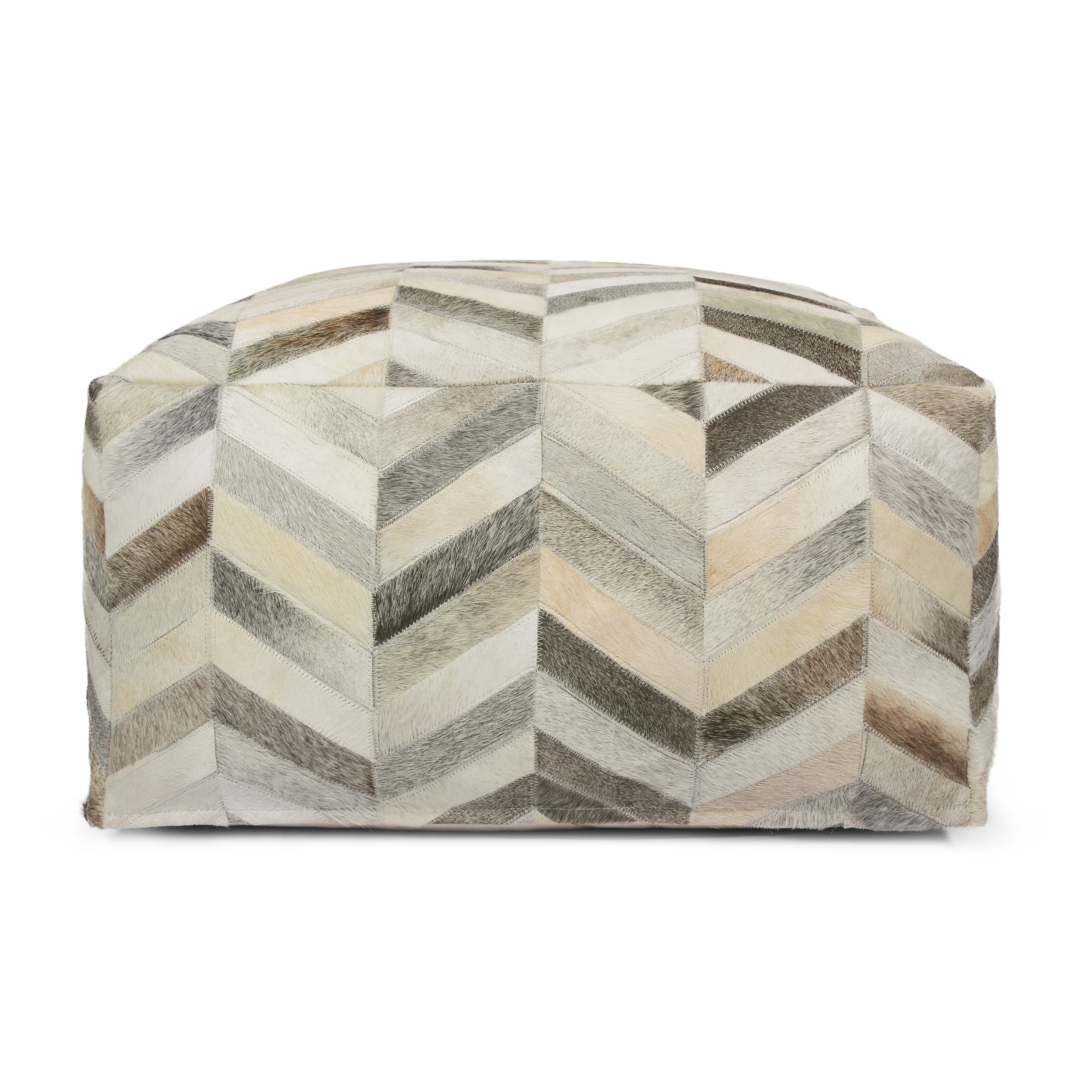 Zagan Handcrafted Boho Cowhide Pouf - furnishings