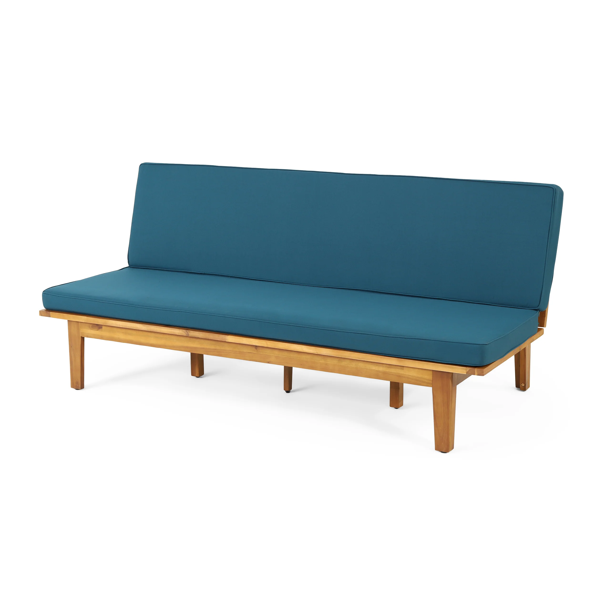 Riebe Outdoor Acacia Wood Convertible Daybed with Cushion - furnishings