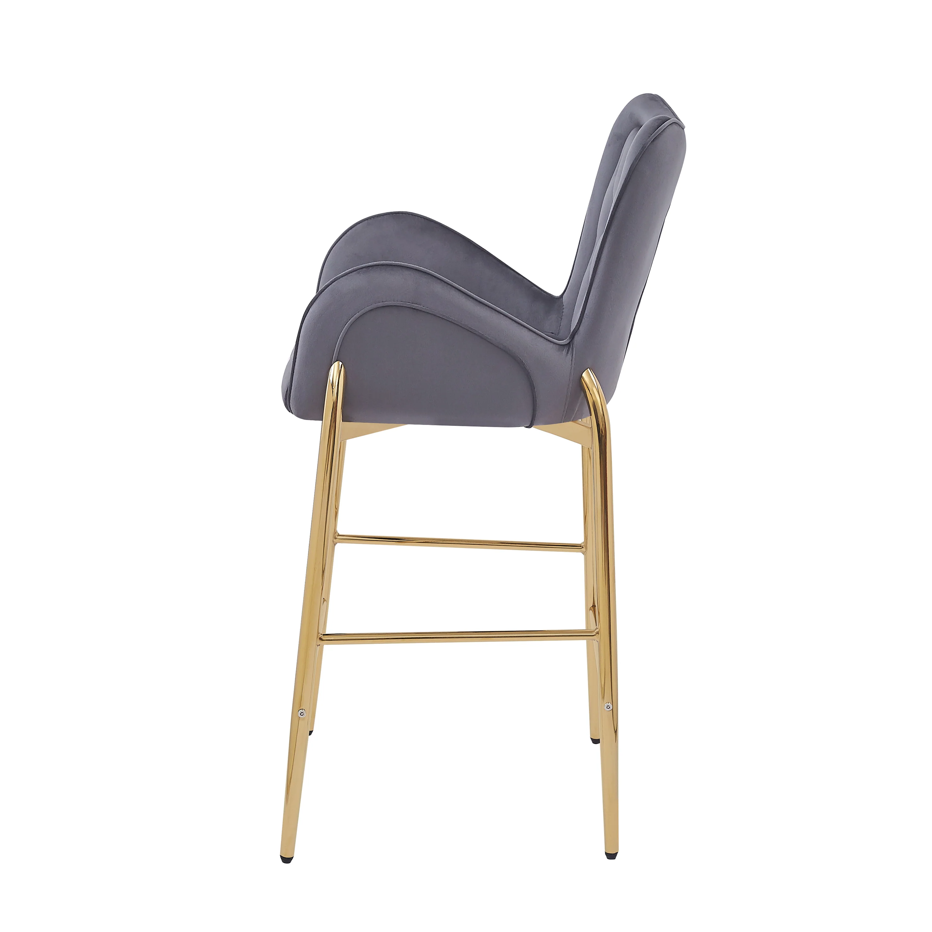 Kilvan Upholstered Cushioned Velvet Counter Stool with Footrest & Tufted Back - furnishings
