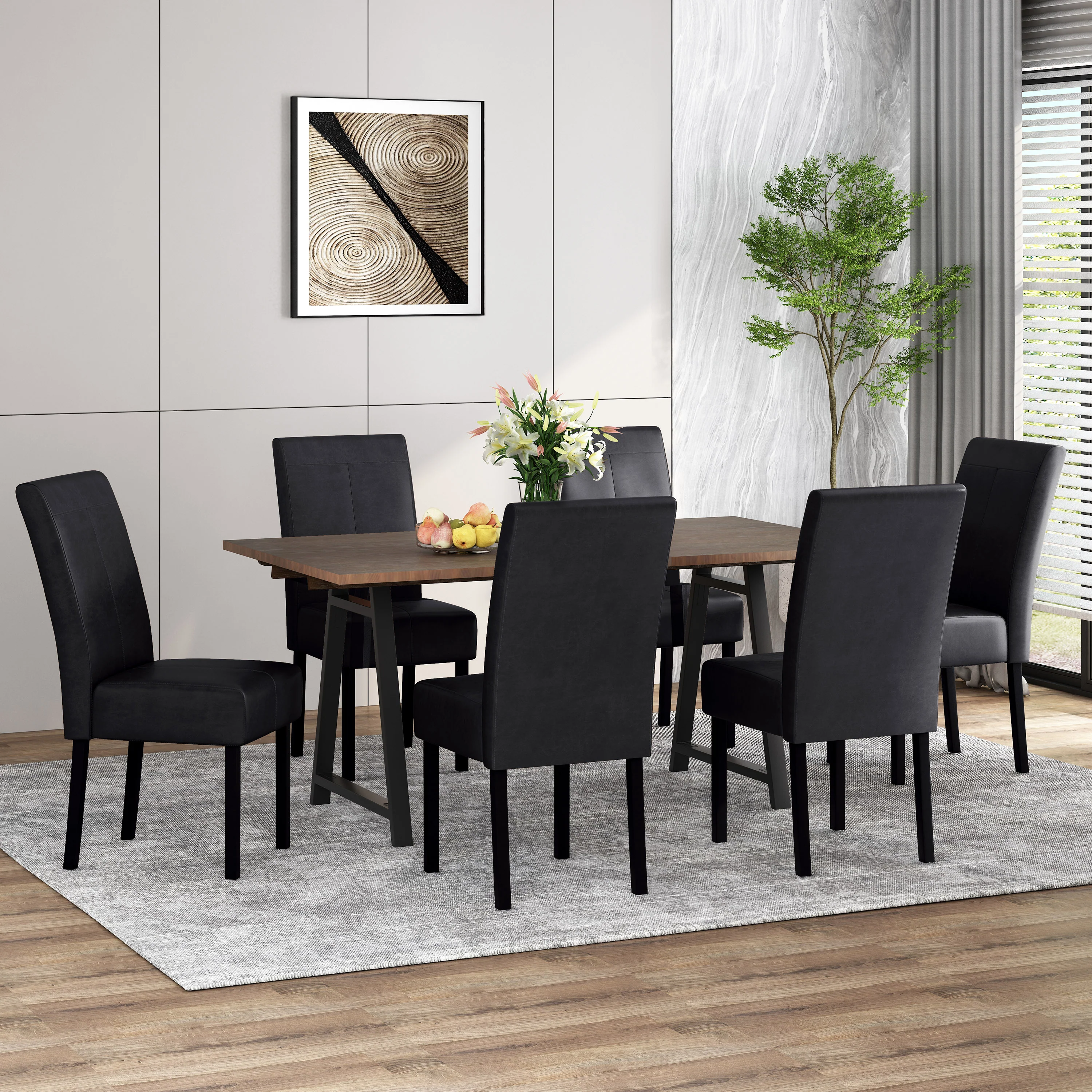 Percival Contemporary Upholstered T-Stitch Dining Chairs, Set of 6 - furnishings