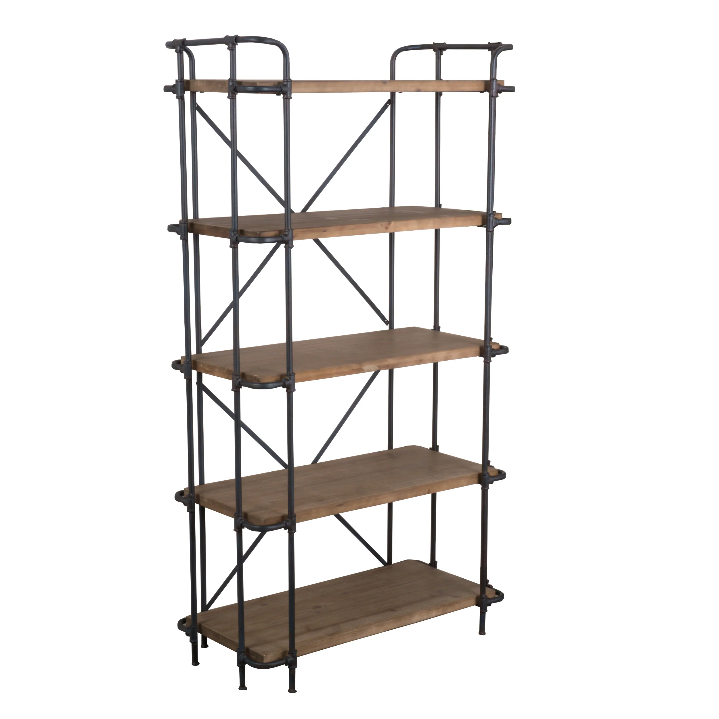 Mercia Industrial Pipe Design 5-Shelf Etagere Bookcase - furnishings