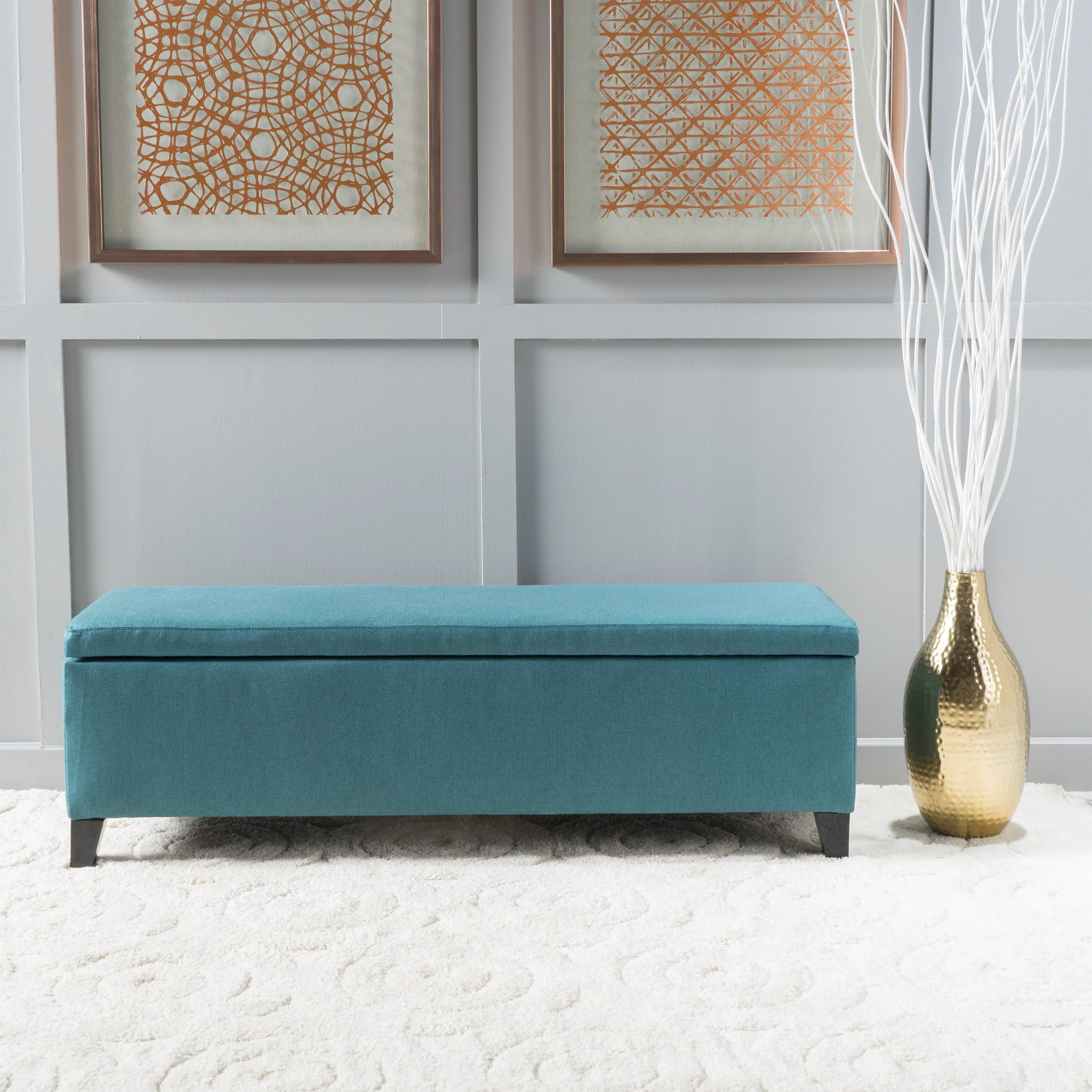 Clor Fabric Rectangle Storage Ottoman Bench - furnishings
