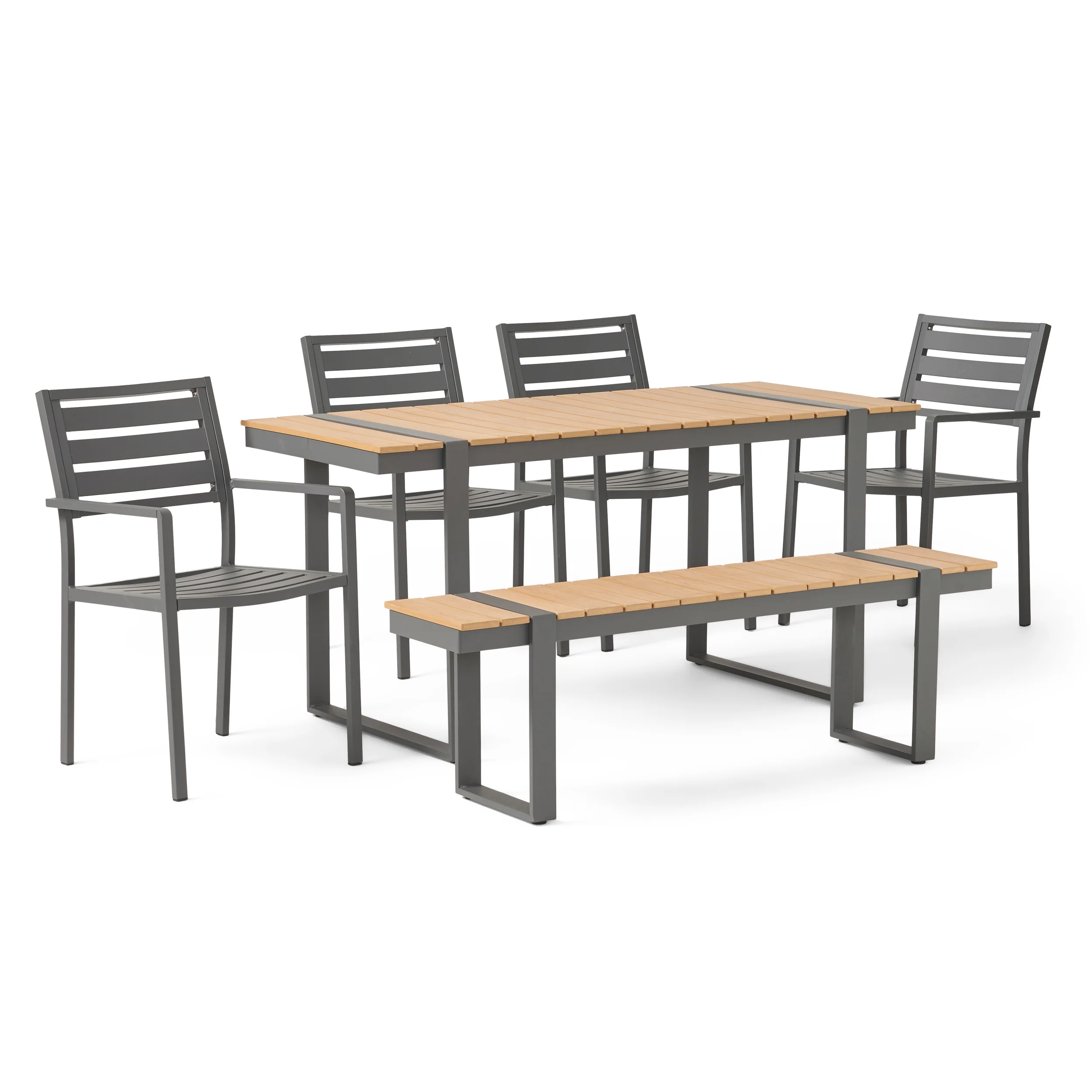Caney Outdoor 6 Piece Aluminum Dining Set - furnishings
