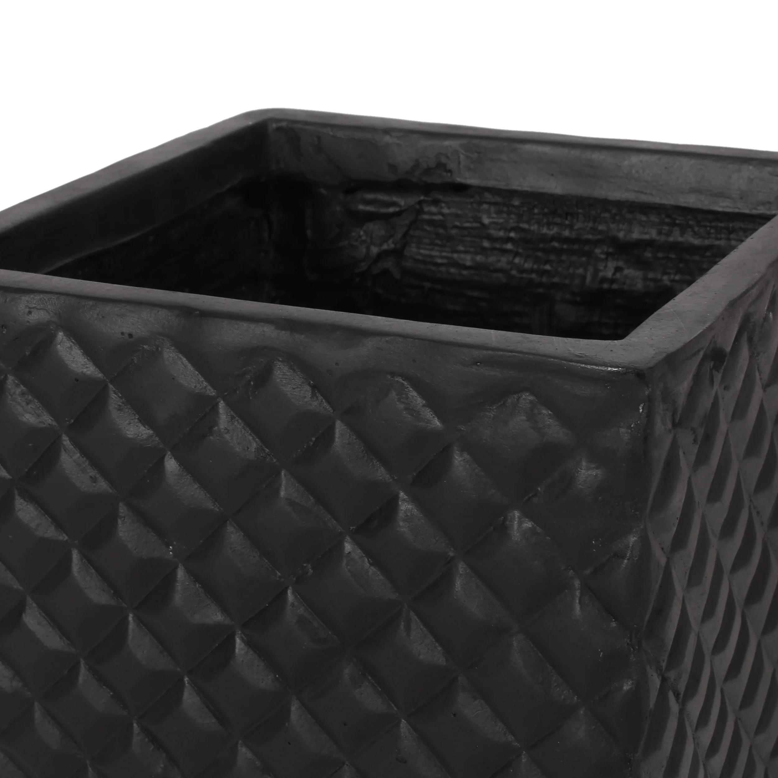 Harlar Outdoor Large and Small Cast Stone Planters, Set of 2, Matte Black - furnishings