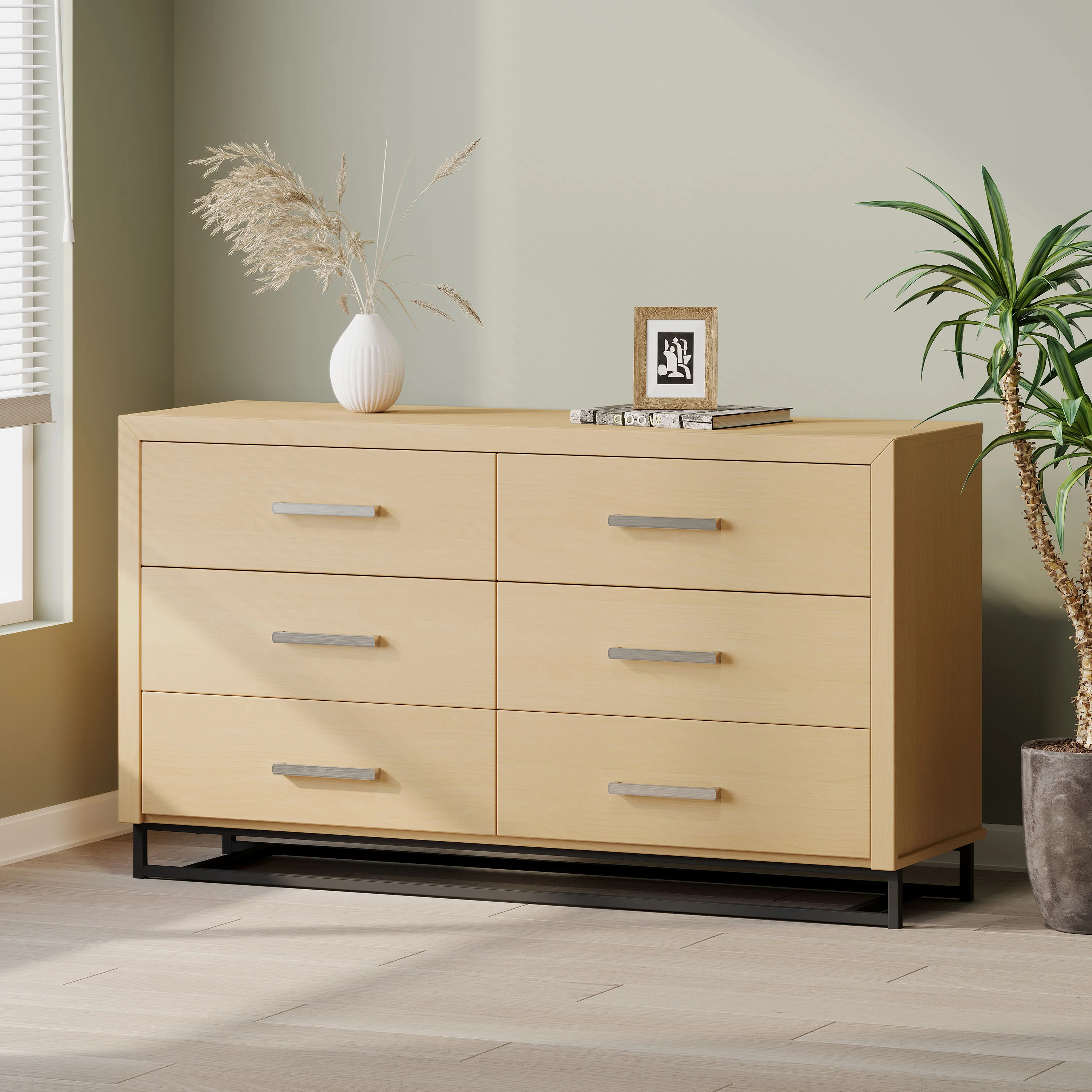 Borah Contemporary Faux Wood 6 Drawer Double Dresser - furnishings