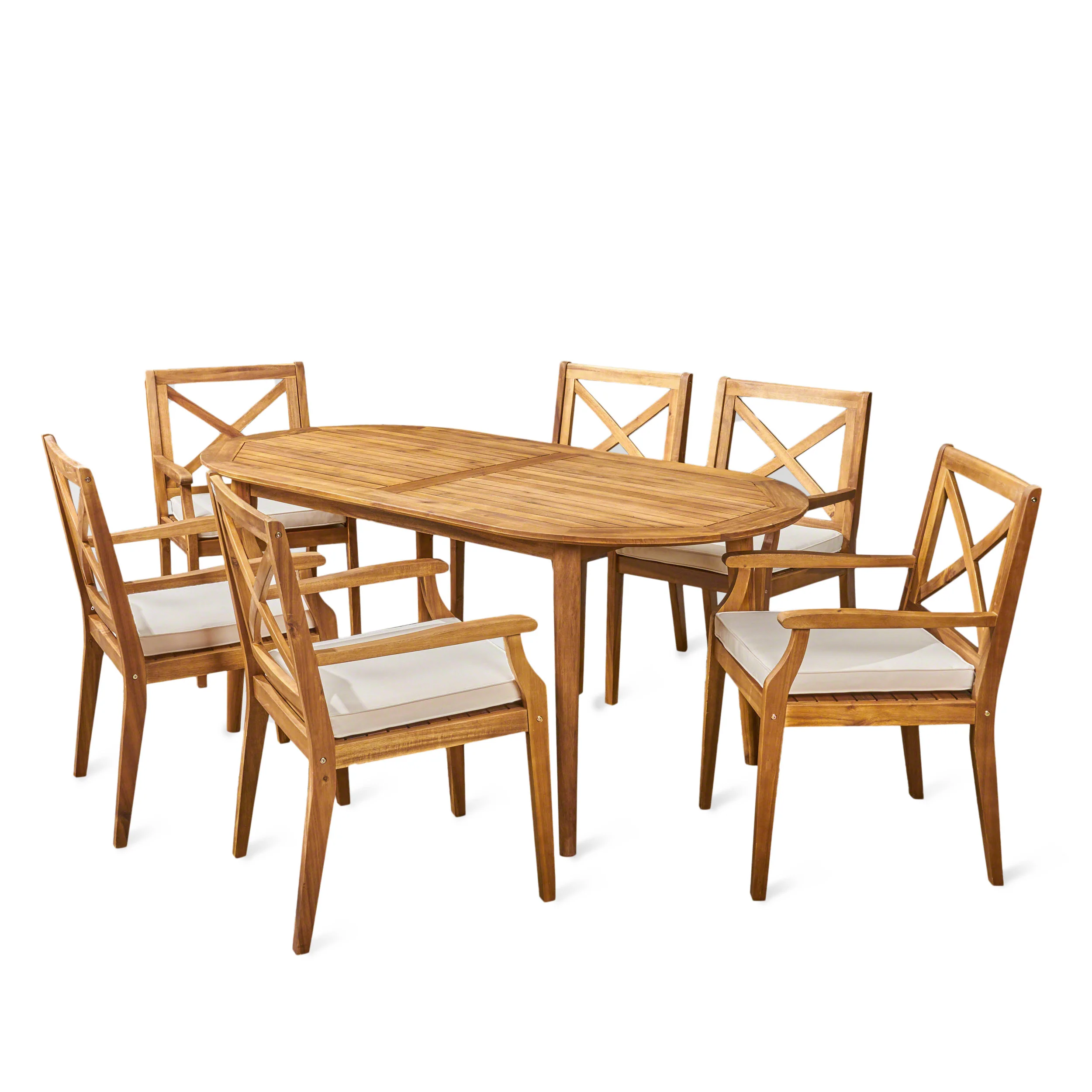 Byrd Outdoor 7 Piece Acacia Wood Dining Set - furnishings