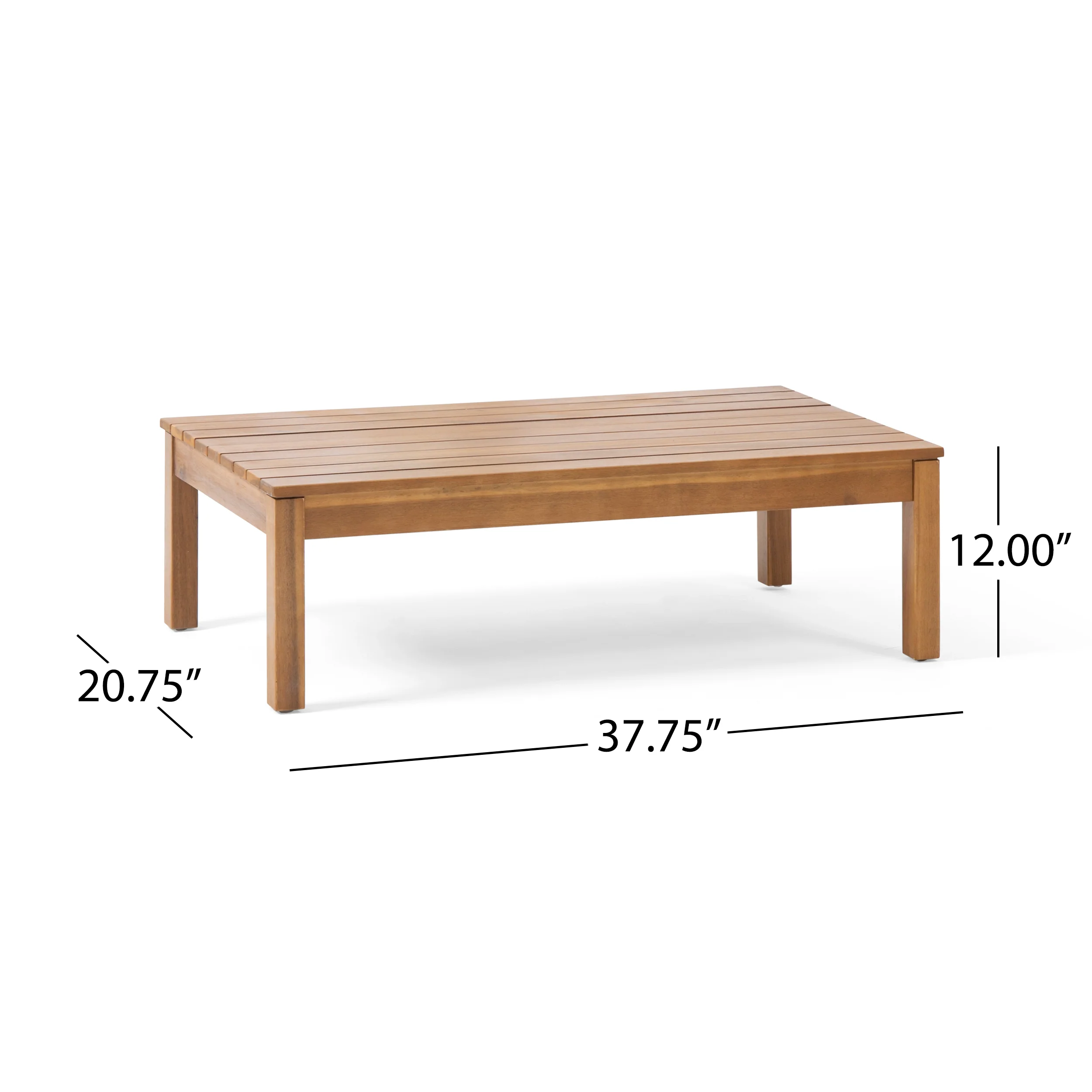 Arth Outdoor Acacia Wood Chat Set with Coffee Table - furnishings