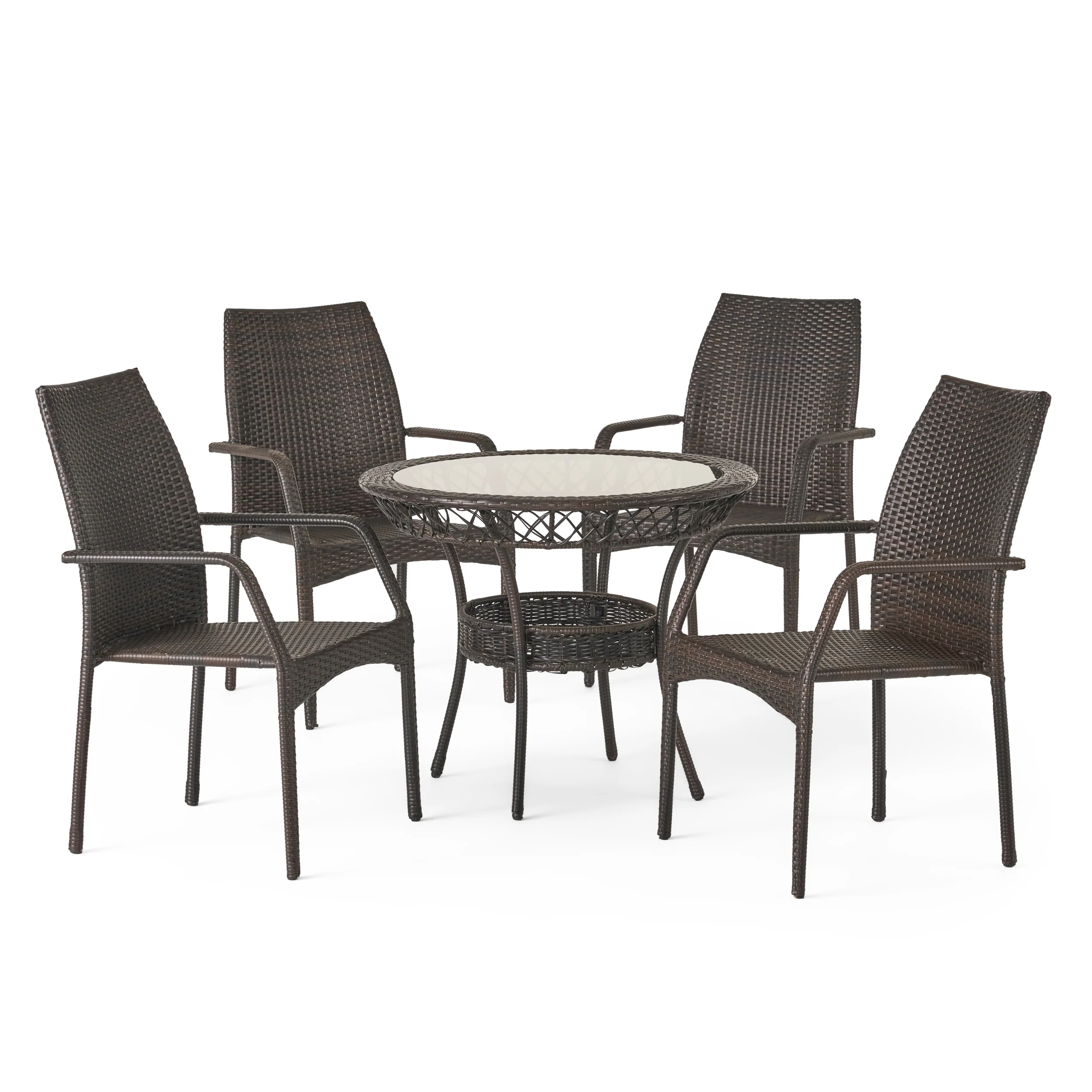 Michael Outdoor Multibrown Wicker  5pc Dining Set - furnishings