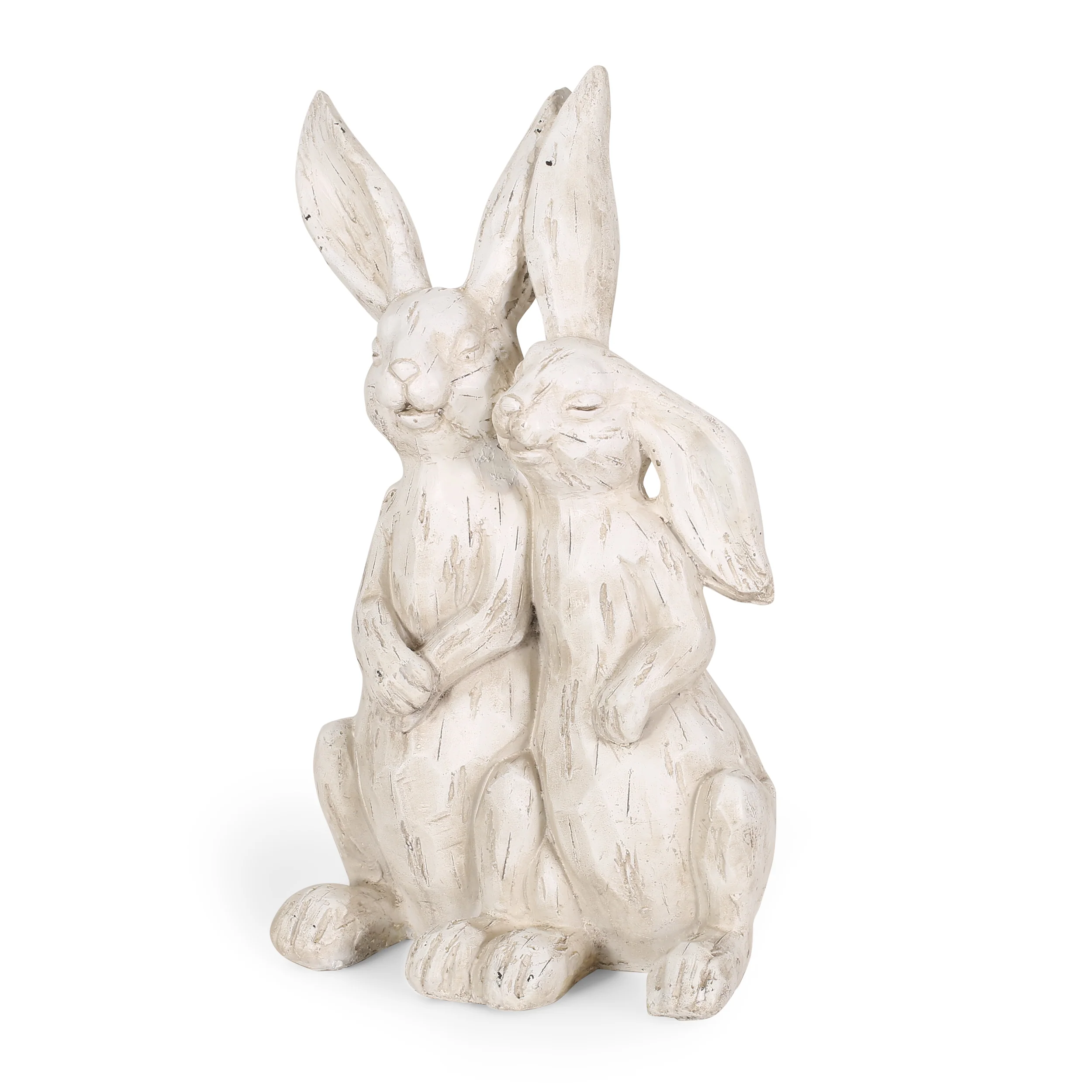 Yantic Outdoor Rabbit Couple Garden Statue, White - furnishings