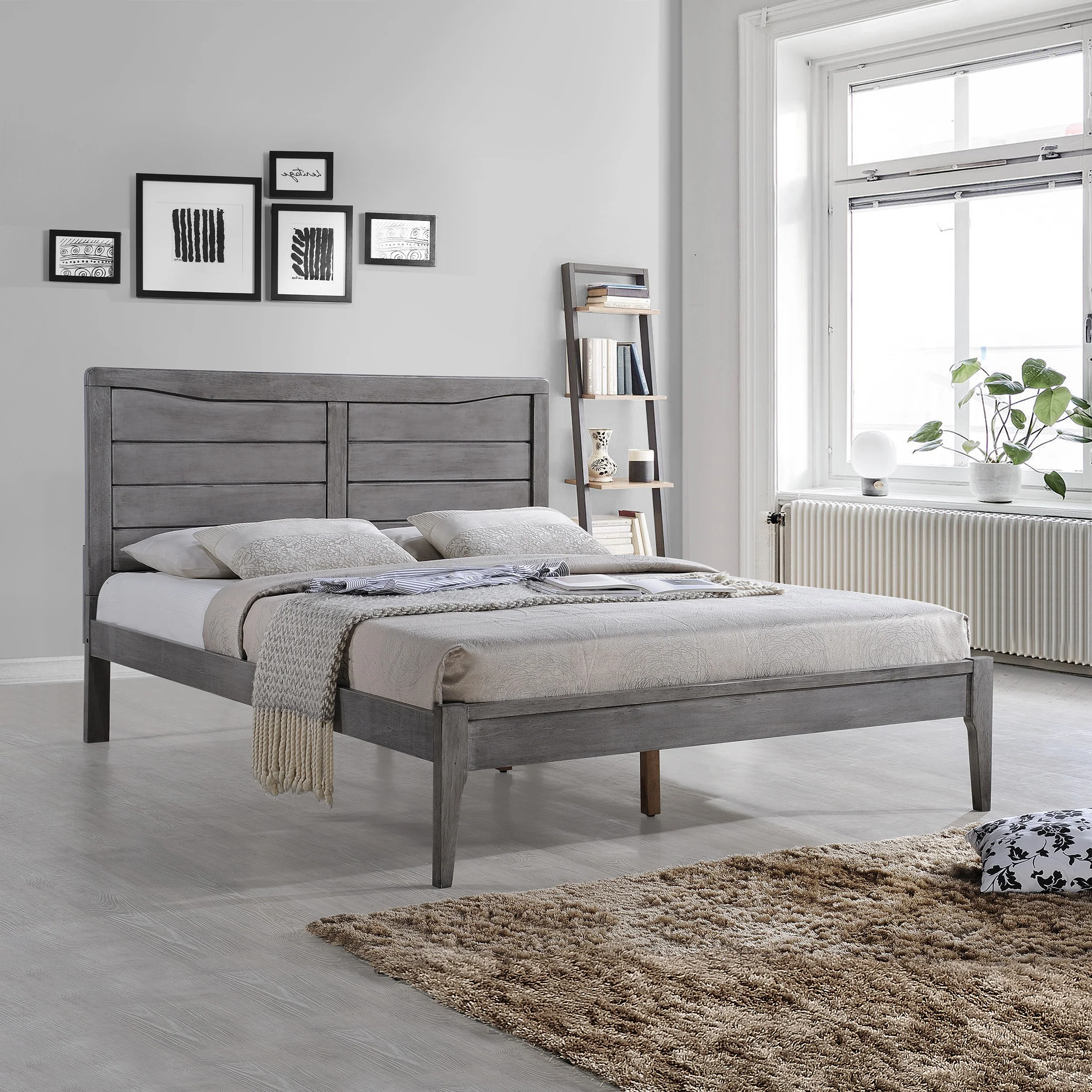 Stacey Rustic Wooden Queen Platform Bed - furnishings
