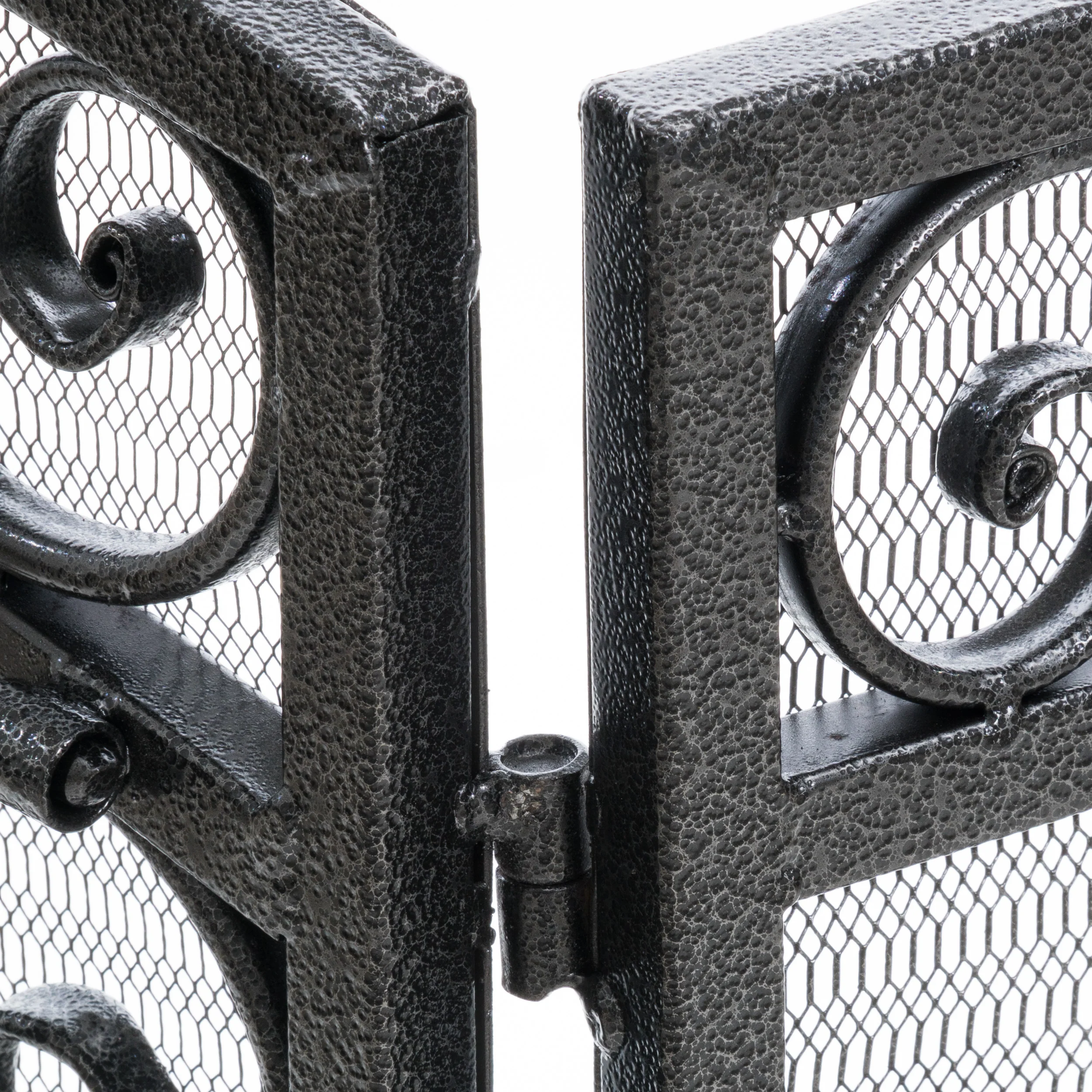 Waterbury Traditional Iron Fireplace Screen, Silver on Black - furnishings