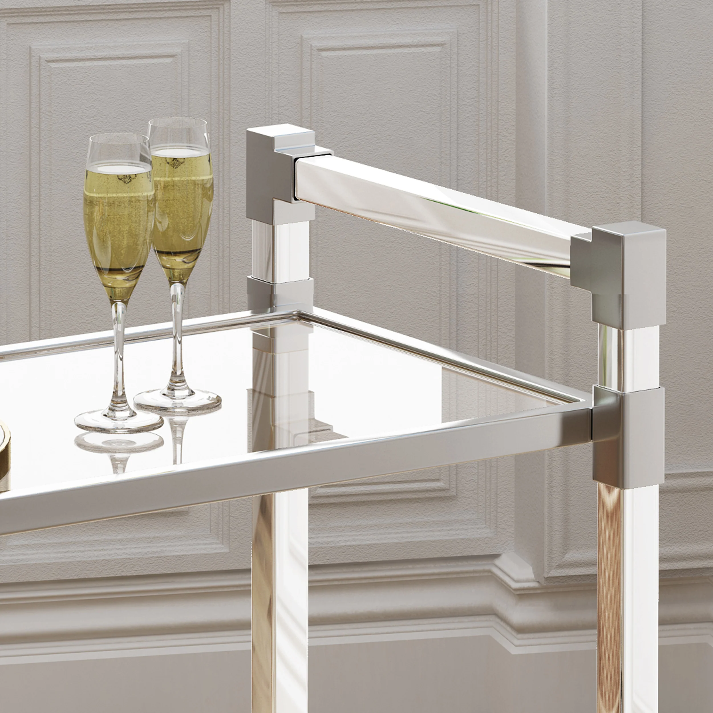Hilary Modern Glass Bar Trolley - furnishings