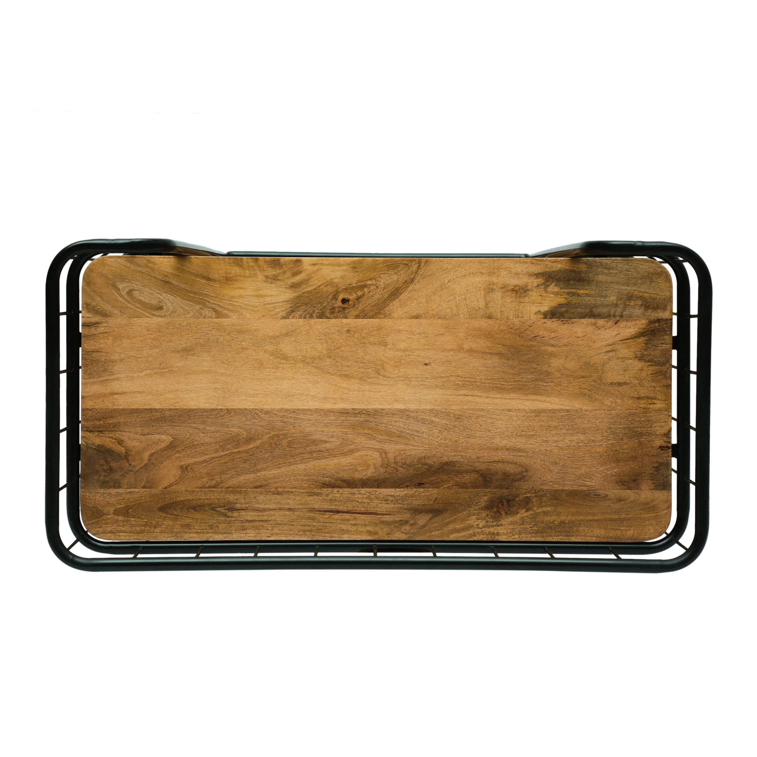 Baddow Modern Industrial Handcrafted Mango Wood Kitchen Cart with Wheels, Natural and Black - furnishings