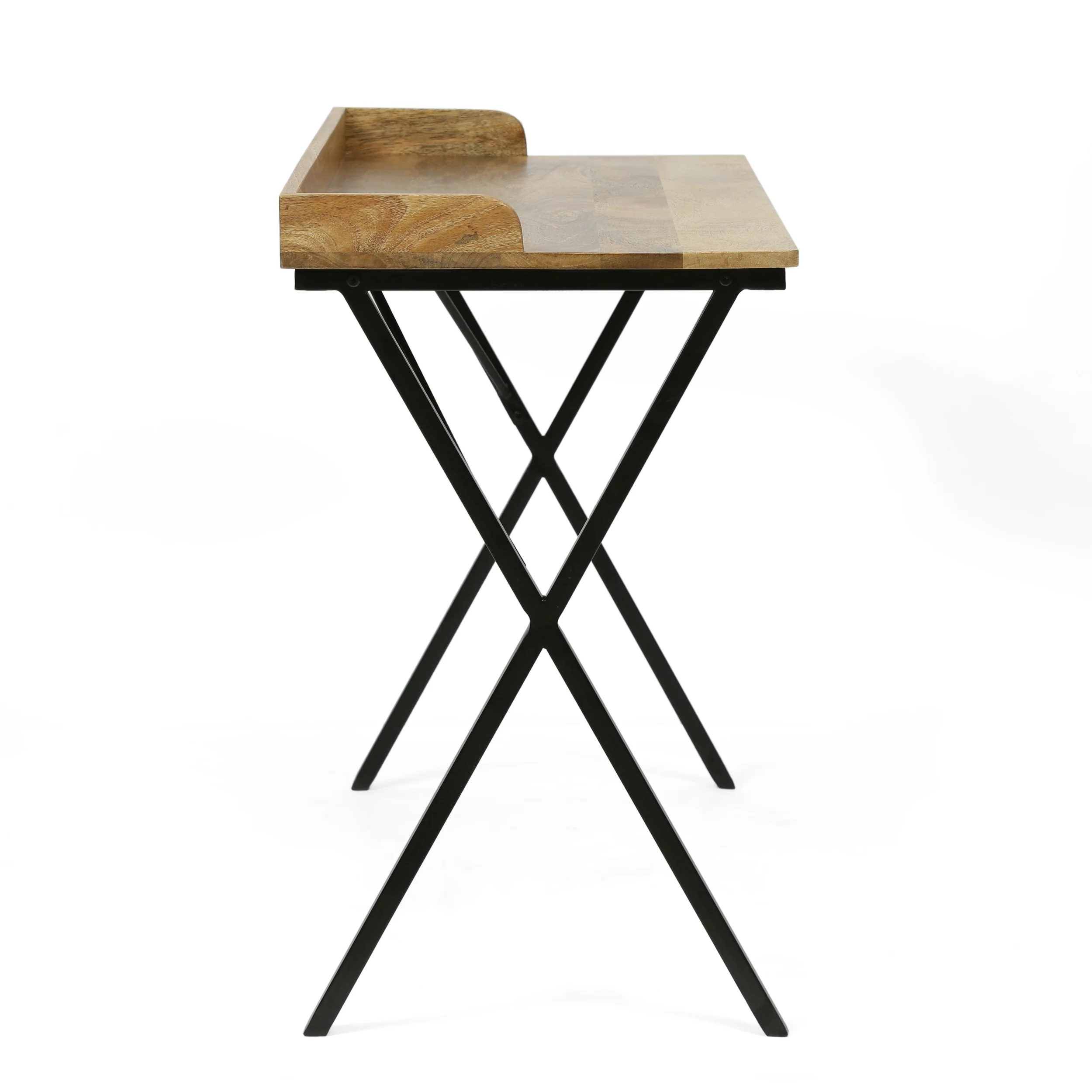 Bellbrook Modern Industrial Handmade Mango Wood Tray Top Console Table, Natural and Black - furnishings