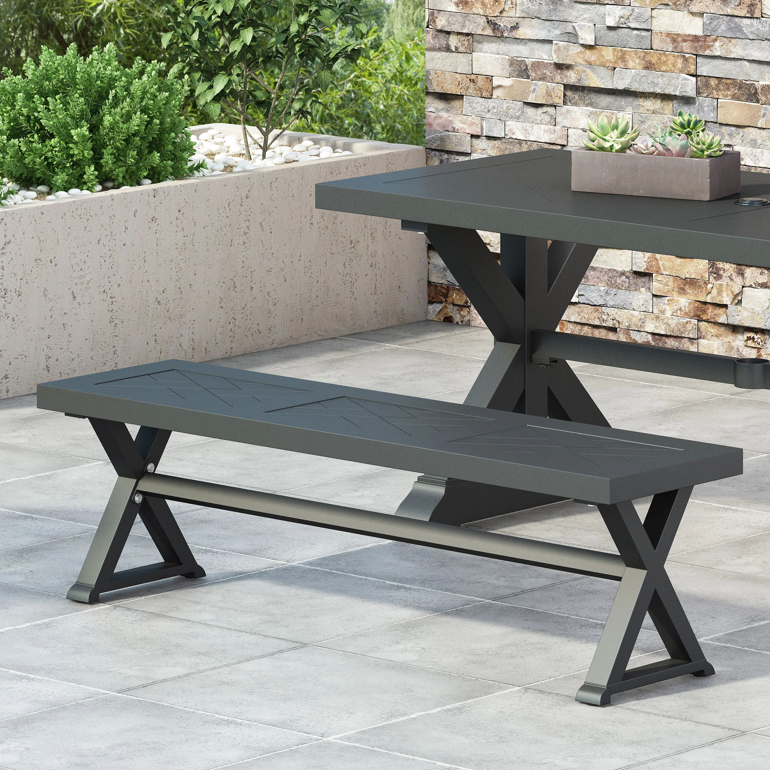 Harney Outdoor Aluminum Bench - furnishings