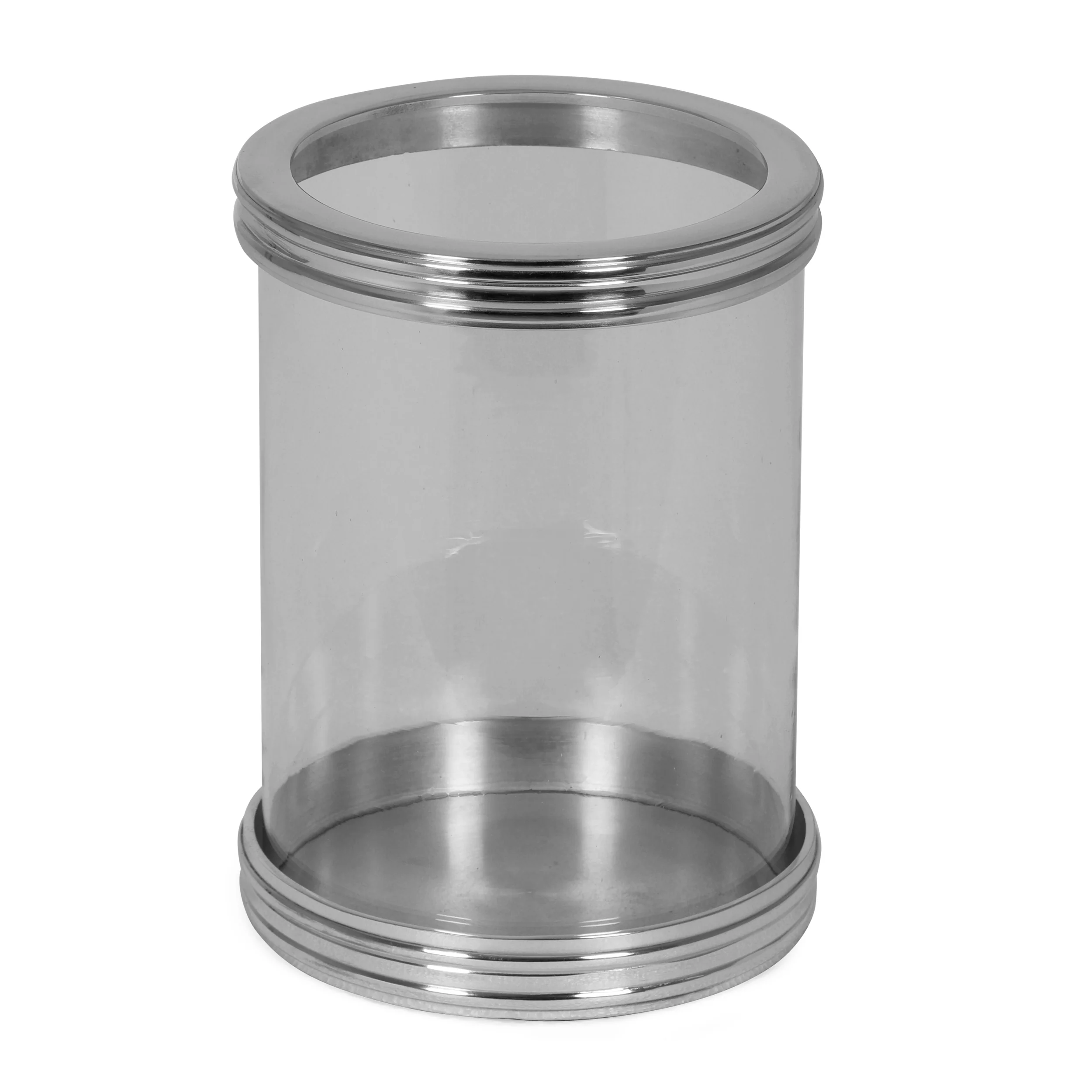 Crecent Handmade Aluminum Hurricane Candle Holder, Silver - furnishings