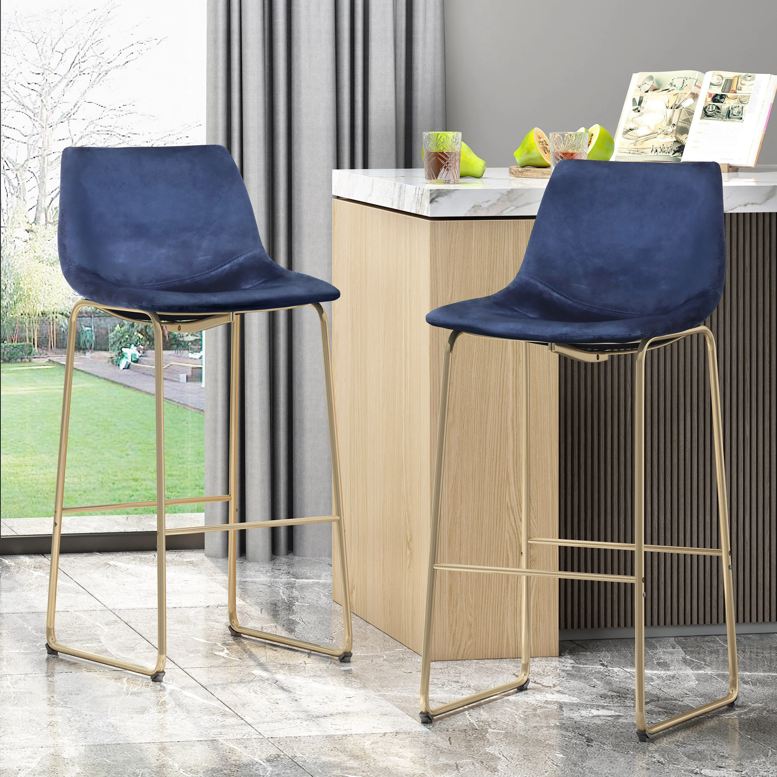 Malone Contemporary Upholstered 30 Inch Barstool, Set of 2 - furnishings