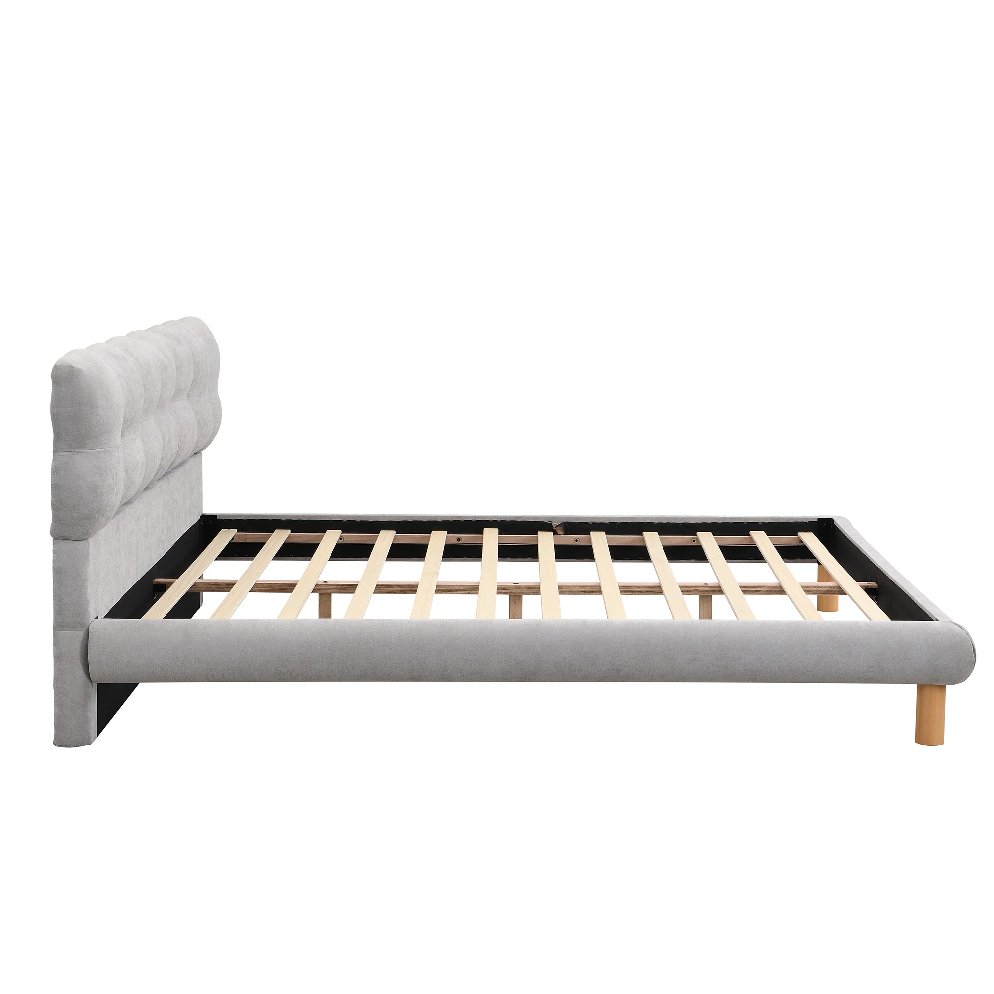 Caldwin Modern Upholstered Chenille Platform Bed with Headboard - furnishings