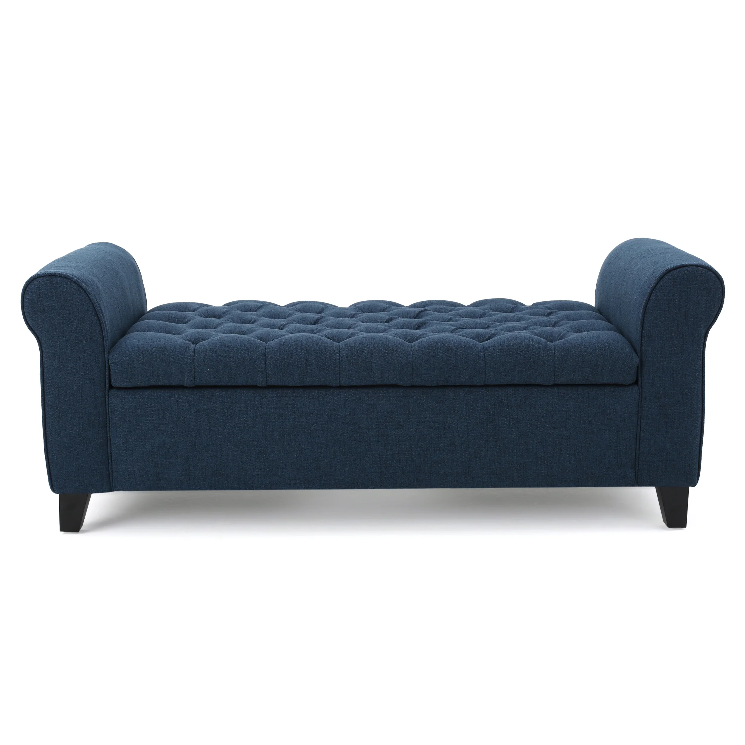 Charlemagne Rolled Arm Tufted Fabric Storage Ottoman Bench - furnishings