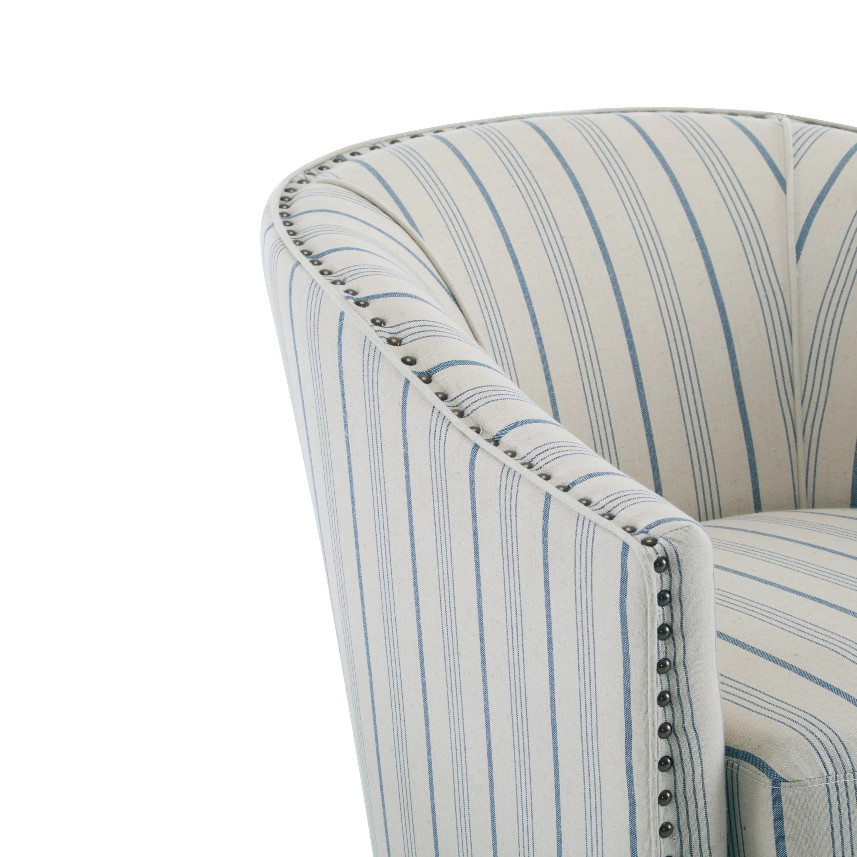 Hawthorne Beige and Blue Stripe Fabric Arm Chair (Set of 1) - furnishings