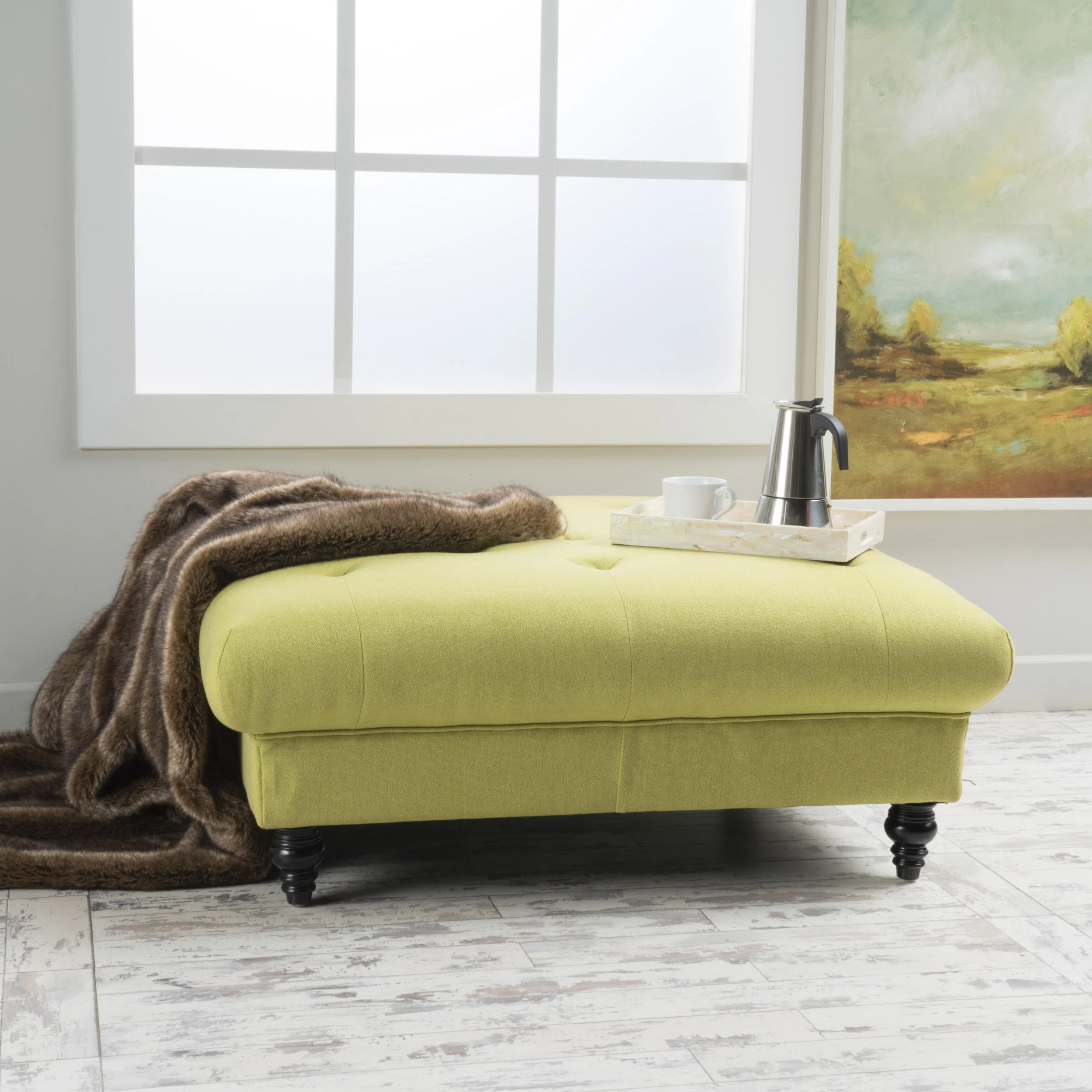 Parisian Tufted Fabric Square Ottoman Coffee Table - furnishings