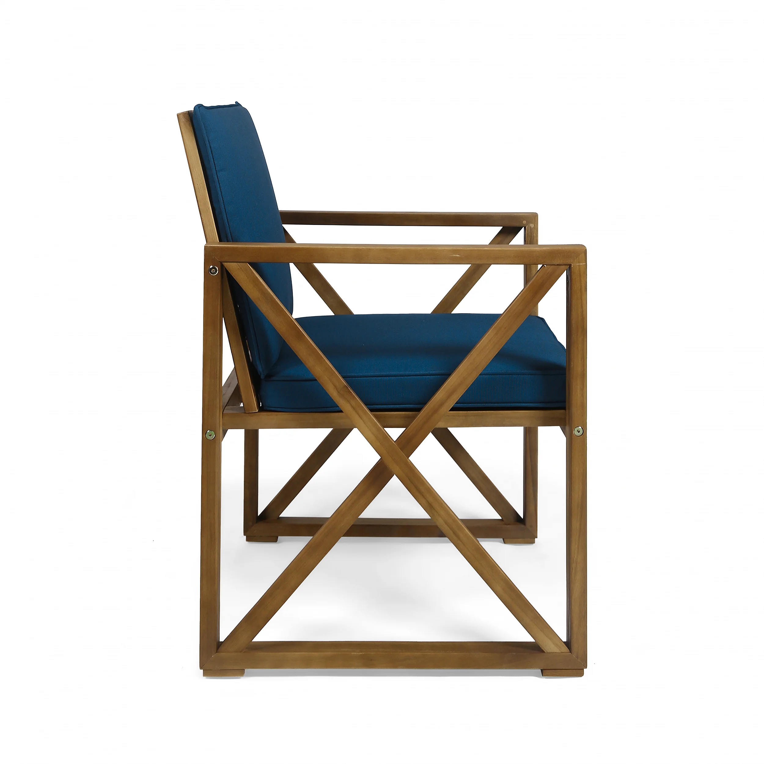 Penny Outdoor Acacia Wood 4 Piece Chat Set with Cushions - furnishings