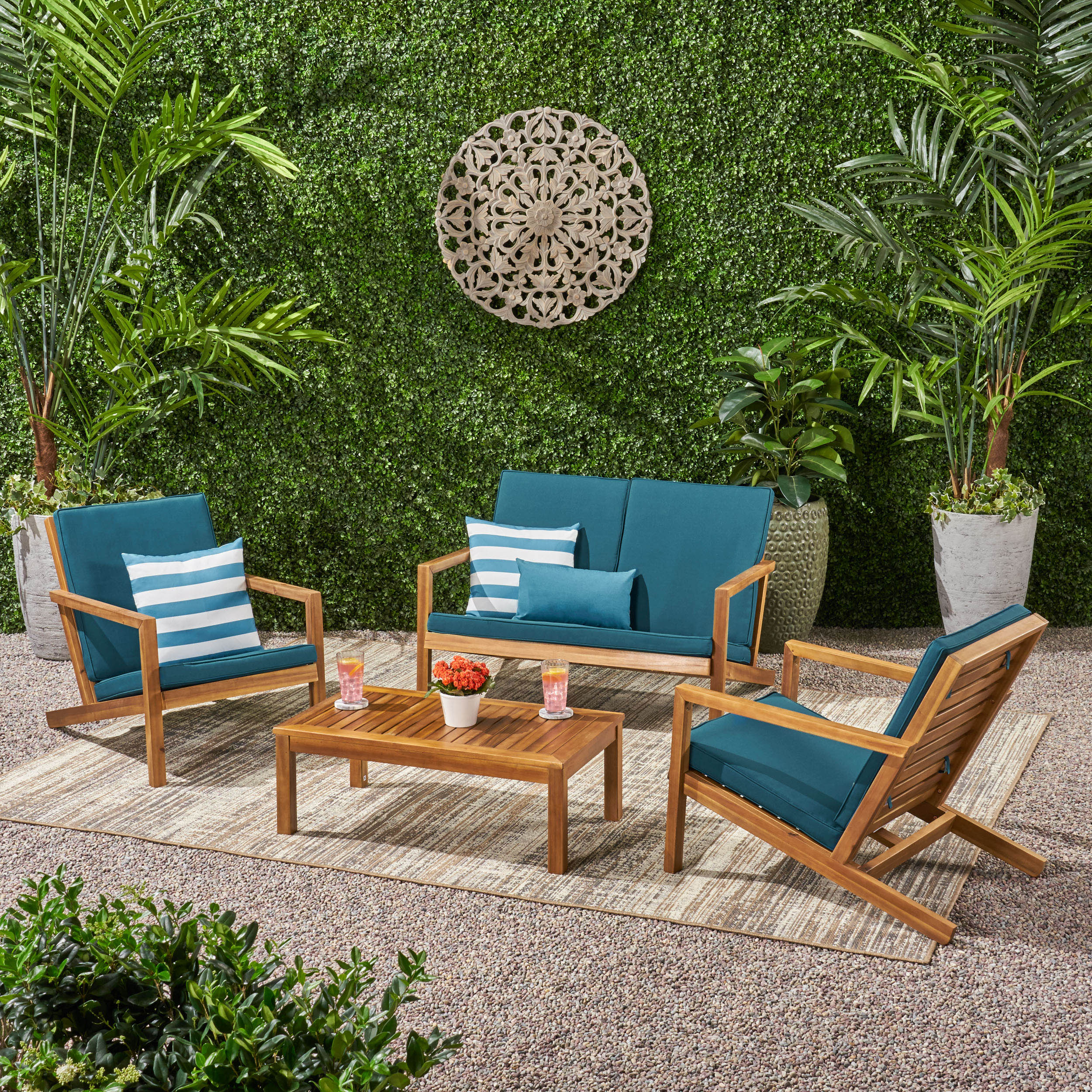 Camryn Outdoor 4 Seater Chat Set with Cushions - furnishings