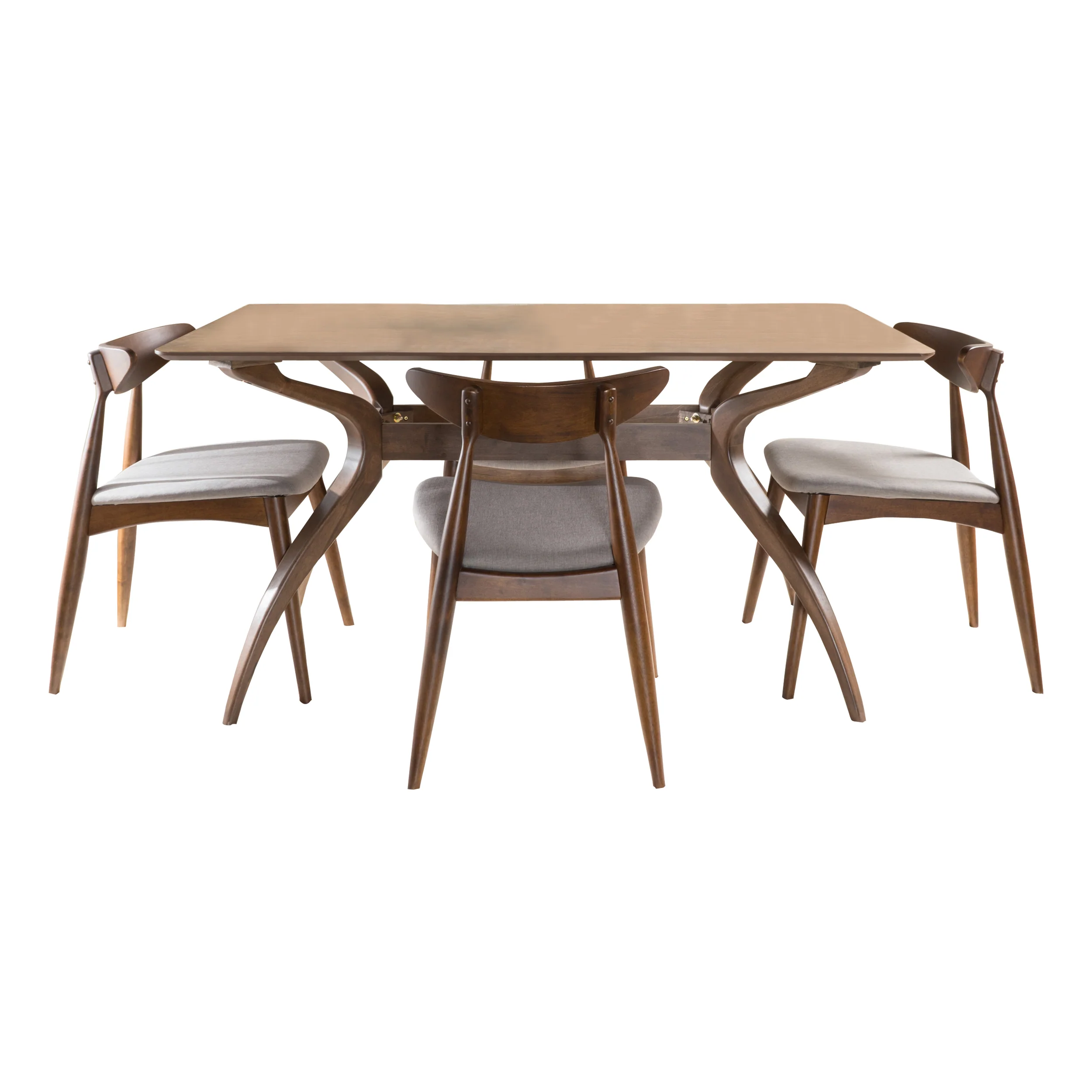 Issaic Mid-Century Modern 5-Piece Fabric Upholstered Dining Set w/ Wood Frame - furnishings